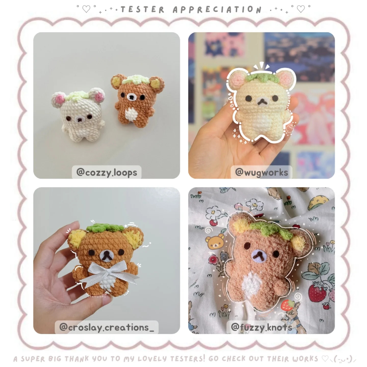 Crochet Pattern for Cute Strawberry Kuma Bears