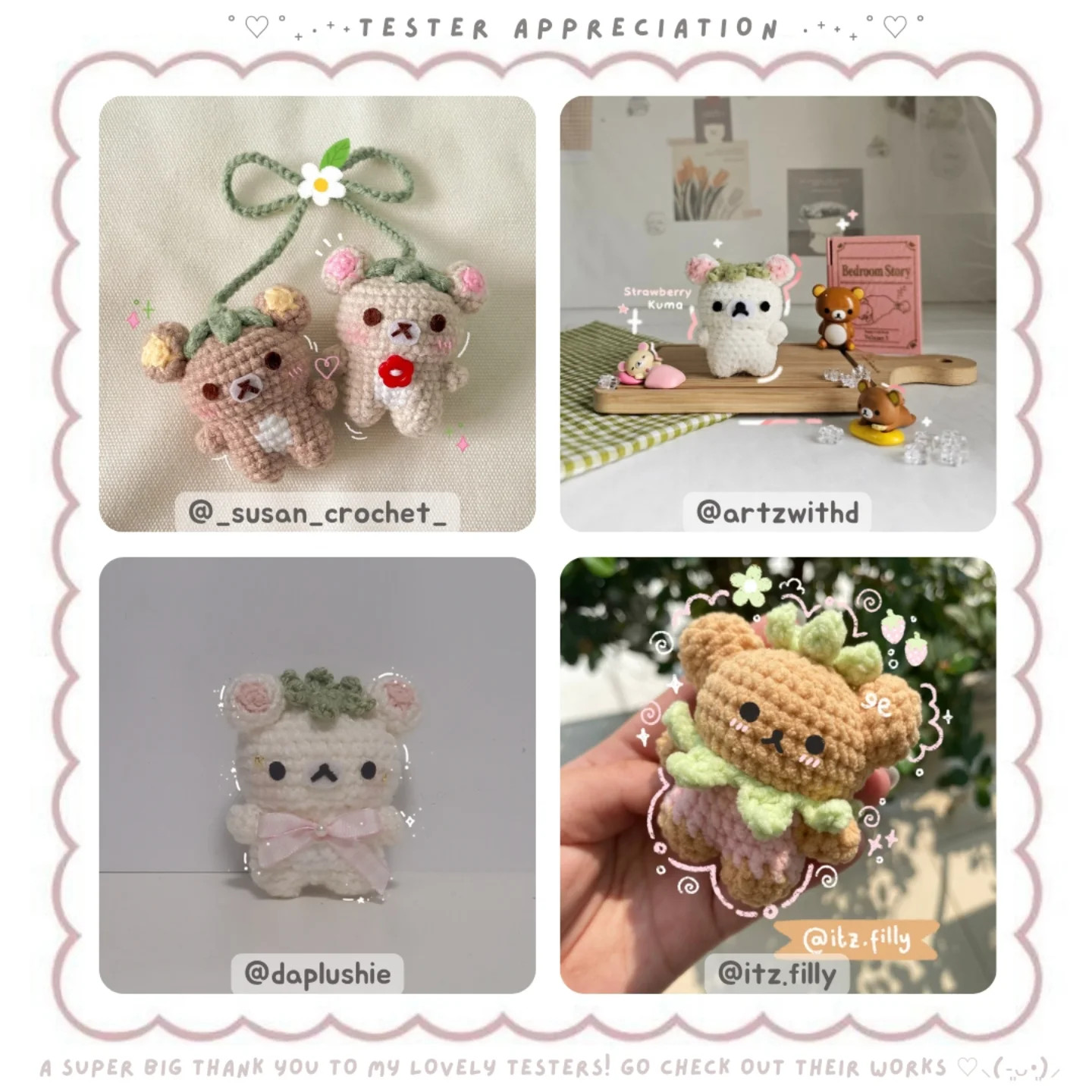 Crochet Pattern for Cute Strawberry Kuma Bears