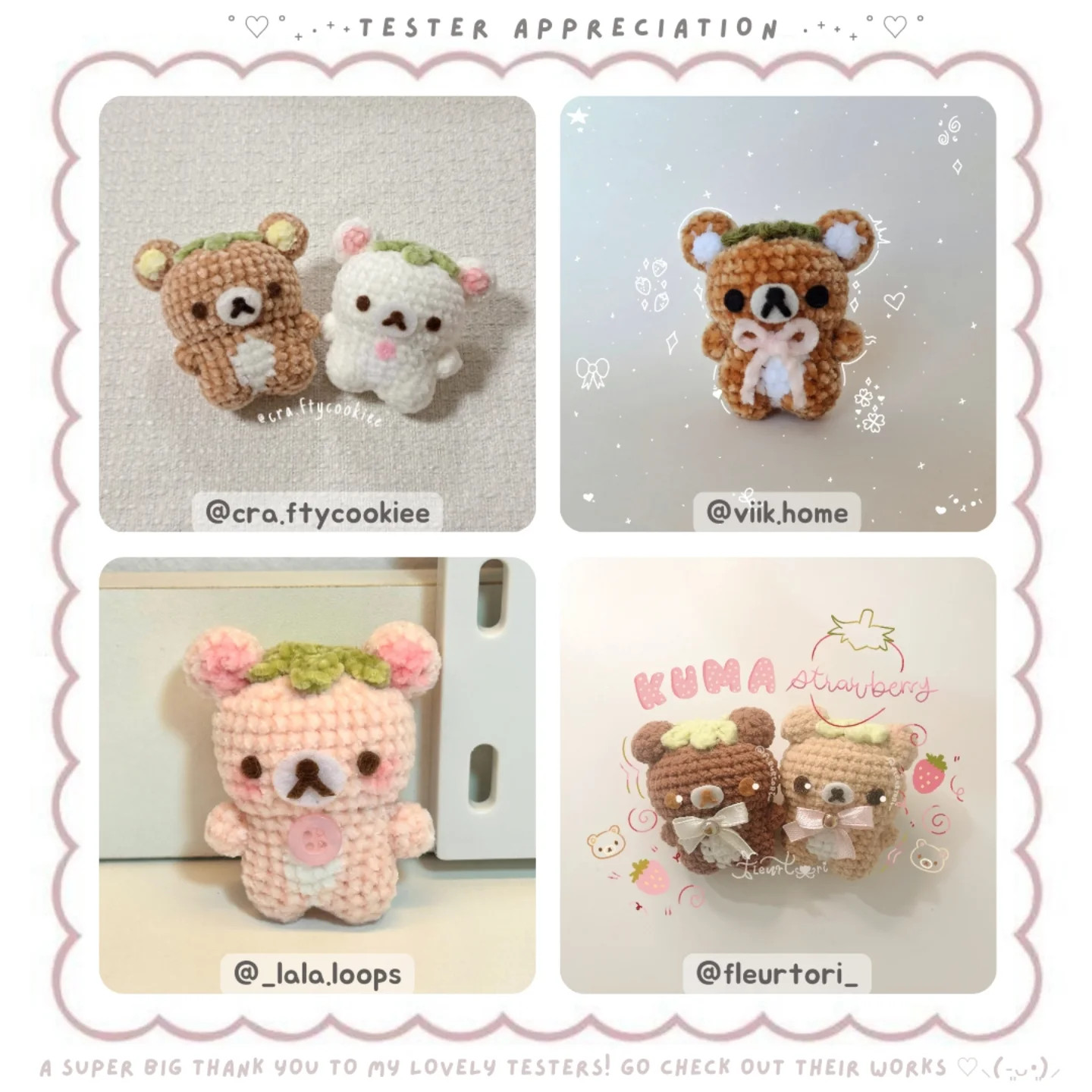 Crochet Pattern for Cute Strawberry Kuma Bears