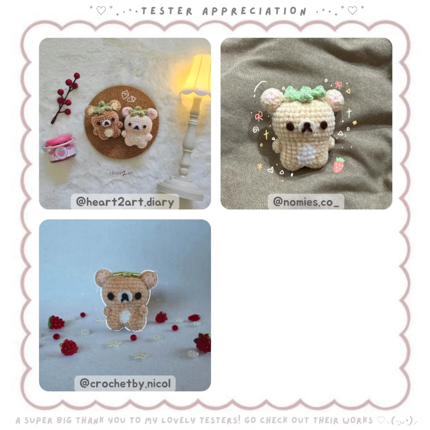 Crochet Pattern for Cute Strawberry Kuma Bears