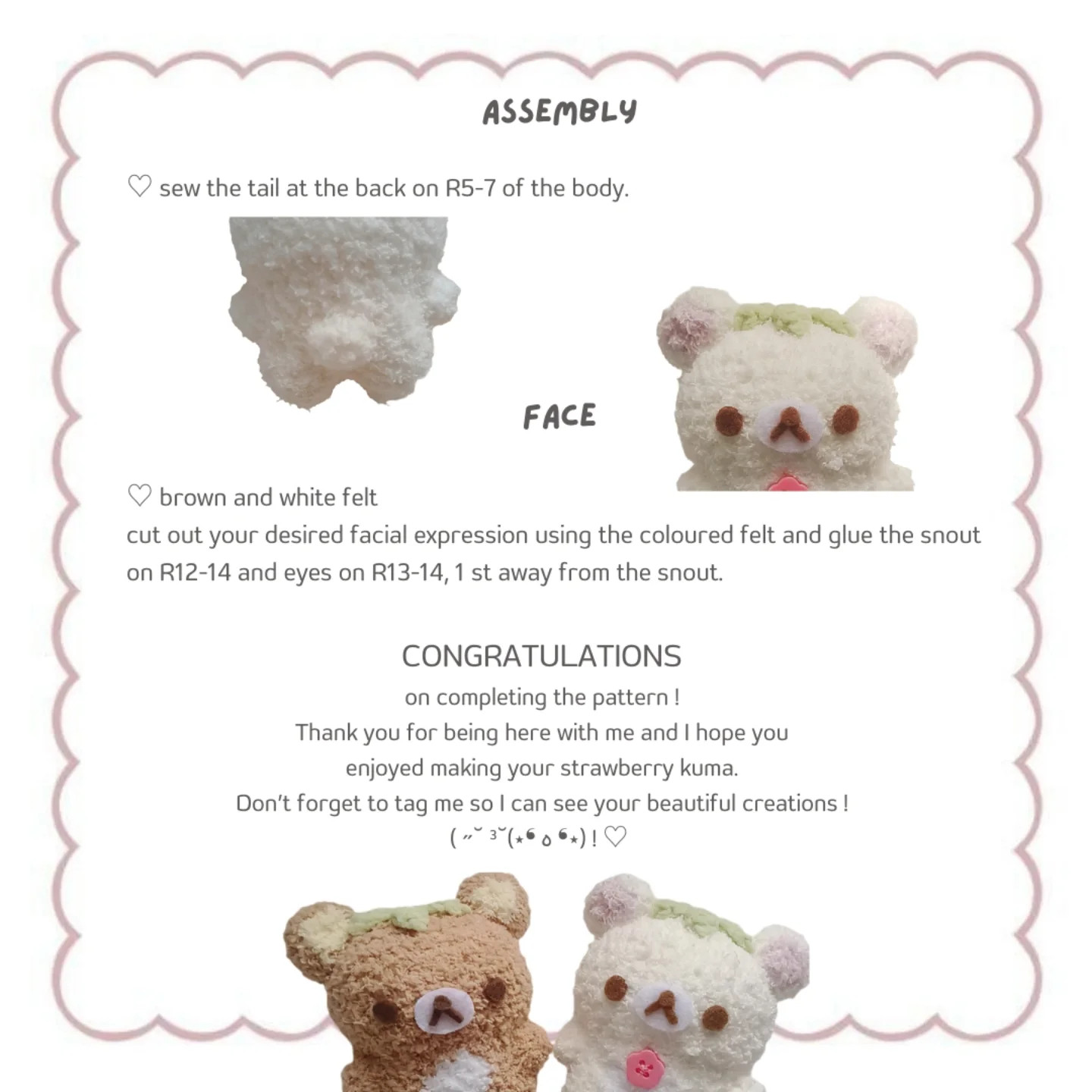 Crochet Pattern for Cute Strawberry Kuma Bears