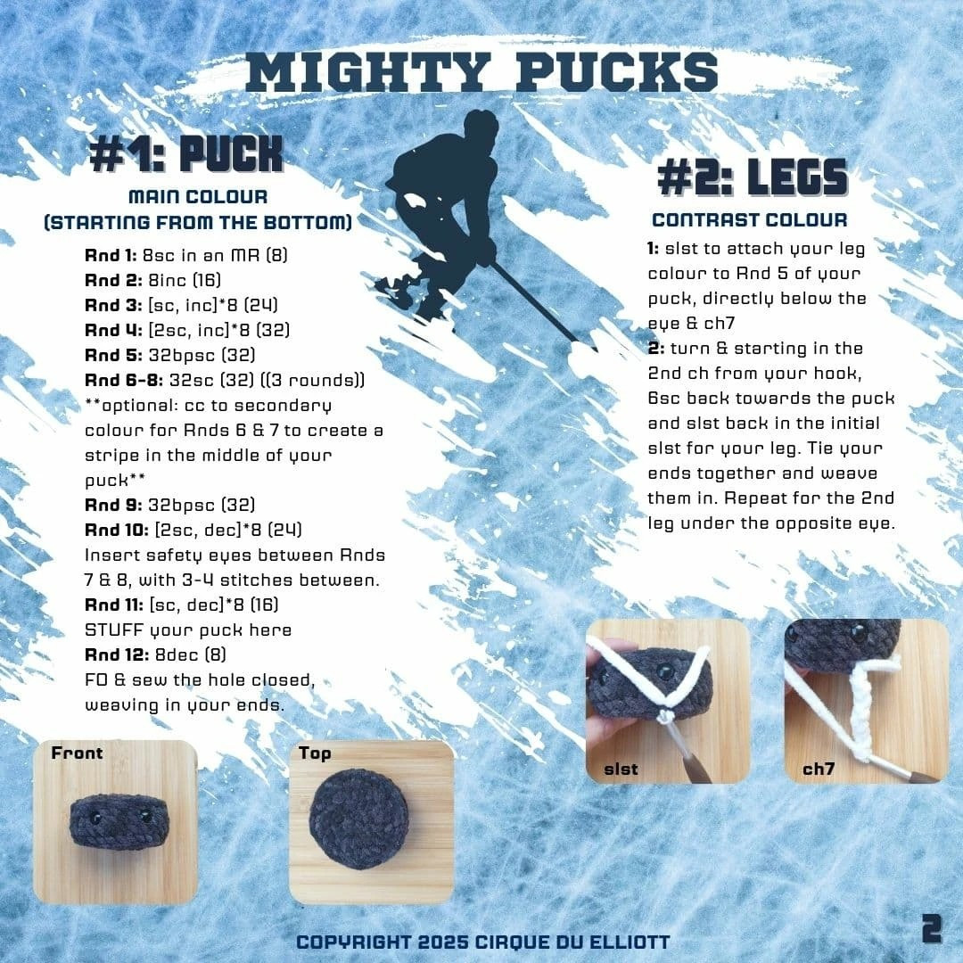 Crochet Pattern for Ice Hockey Pucks - Free and Easy to Follow