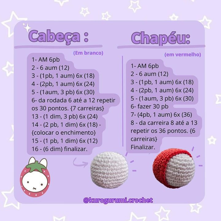 Crochet Pattern for Miffy Bag Charm with Strawberry Hat