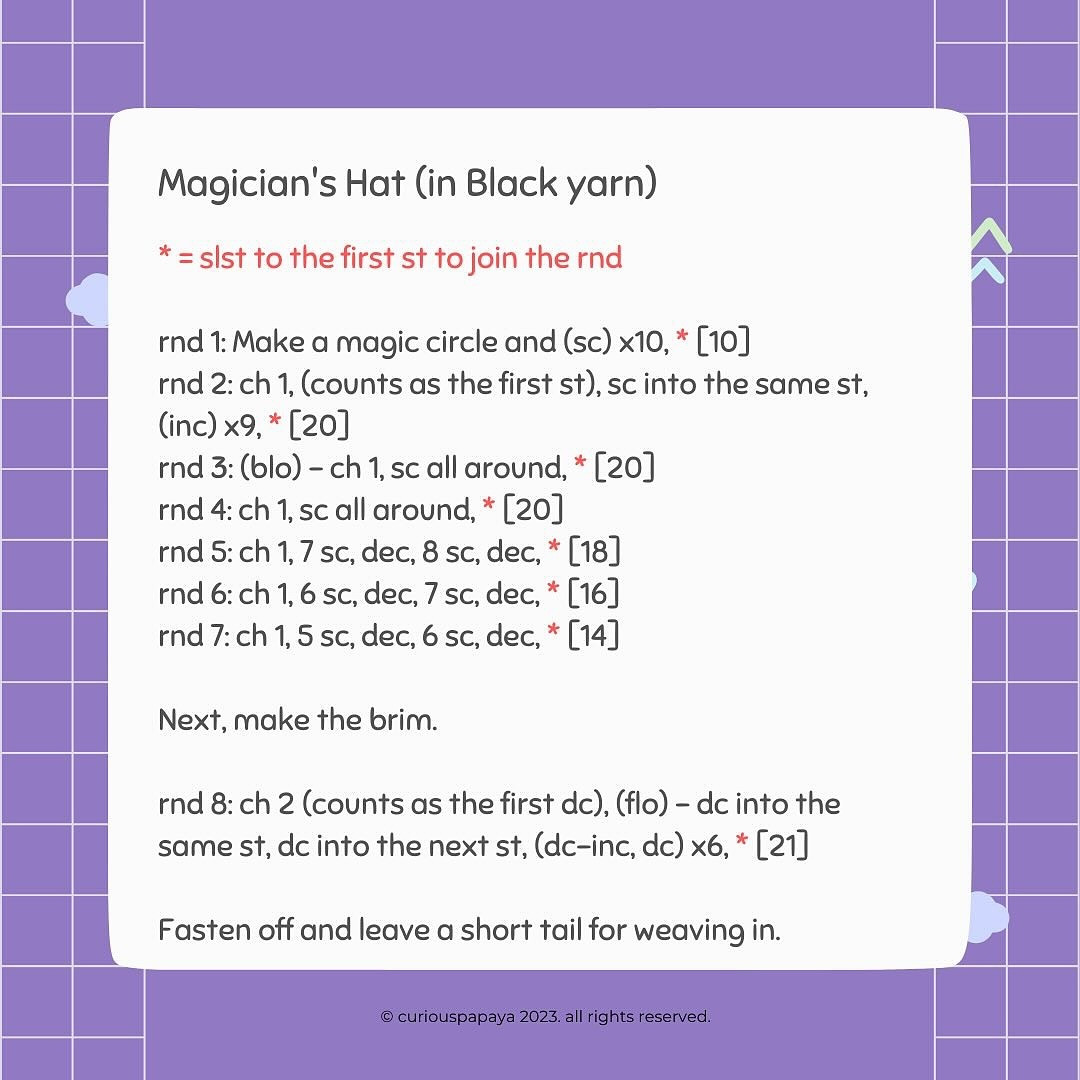 Crochet Pattern for Mini Magician Bunny in a Hat