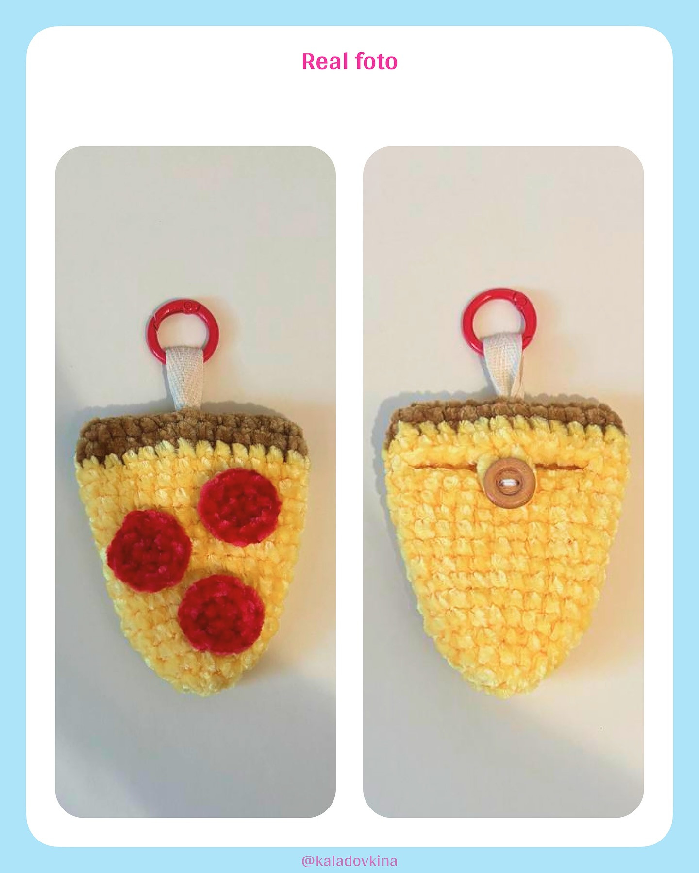 Crochet Pattern for Pizza Slice Huggy Pouch by Kaladovkina