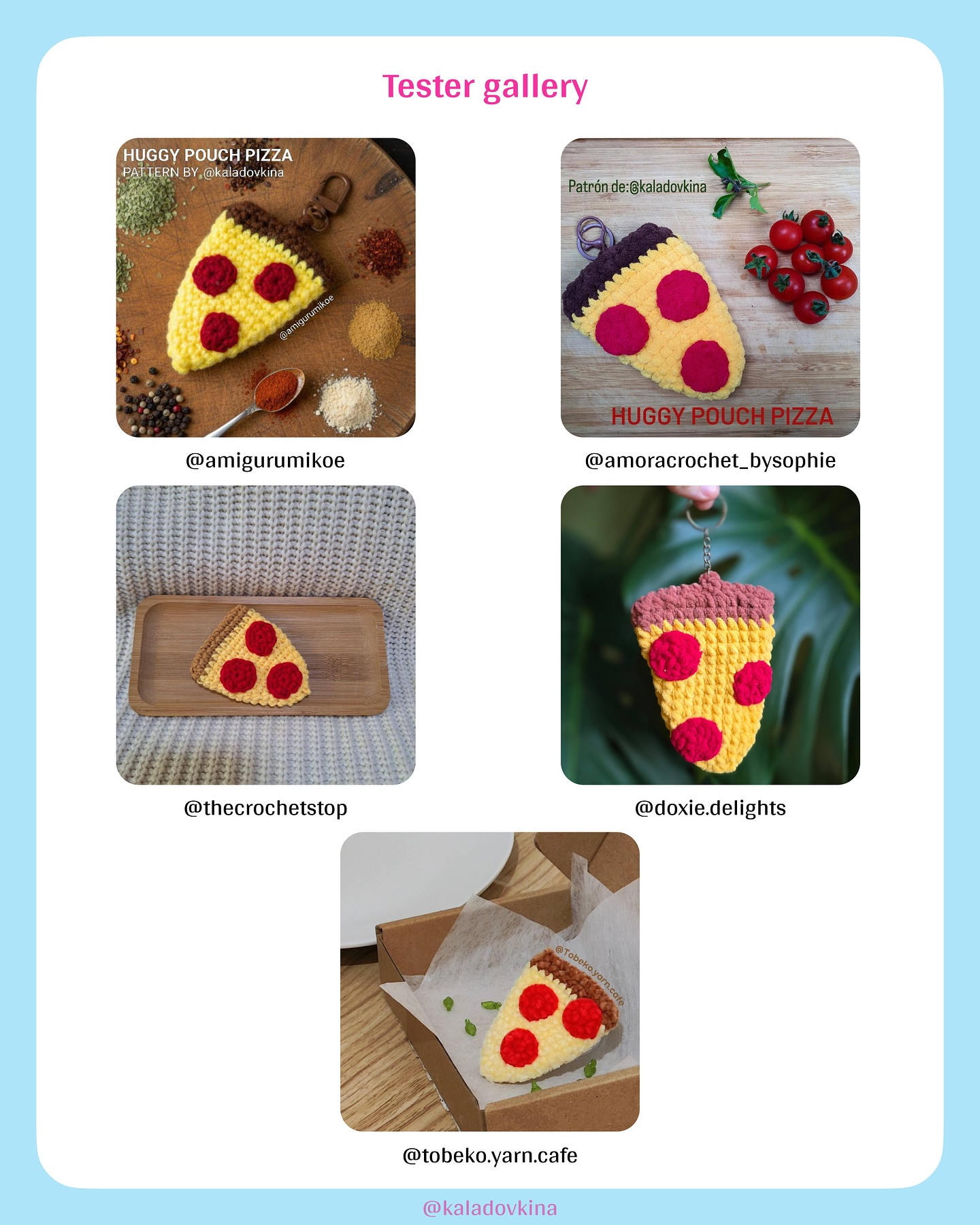 Crochet Pattern for Pizza Slice Huggy Pouch by Kaladovkina