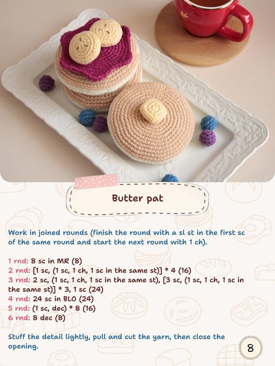 Crochet Pattern for Realistic Stack of Pancakes