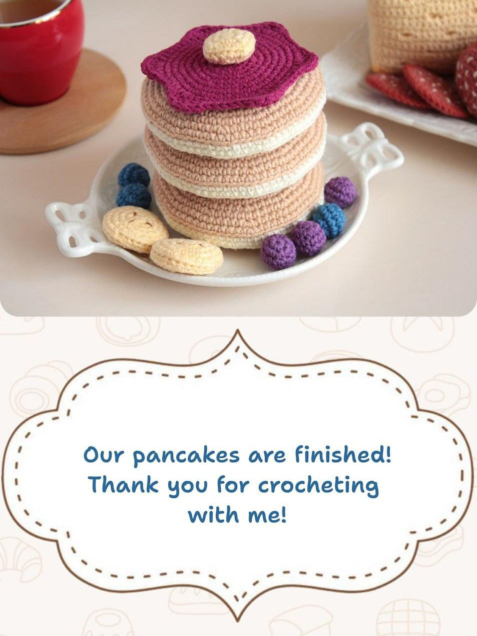 Crochet Pattern for Realistic Stack of Pancakes