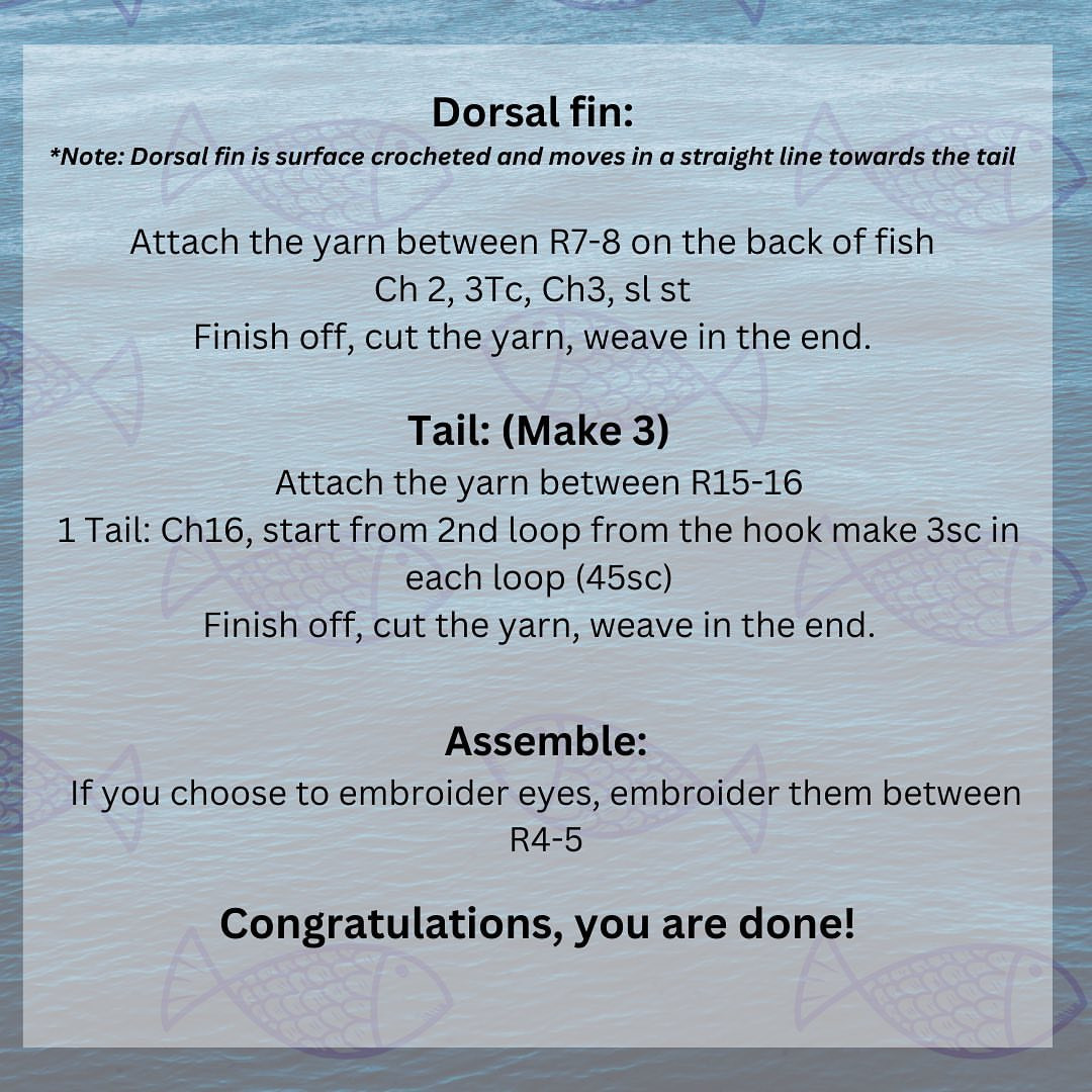 Crochet Pattern for Scrap Yarn Rainbow Fish