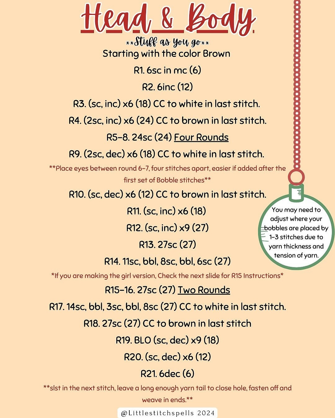 Crochet Pattern for Sitting Gingerbread Couple Ornament