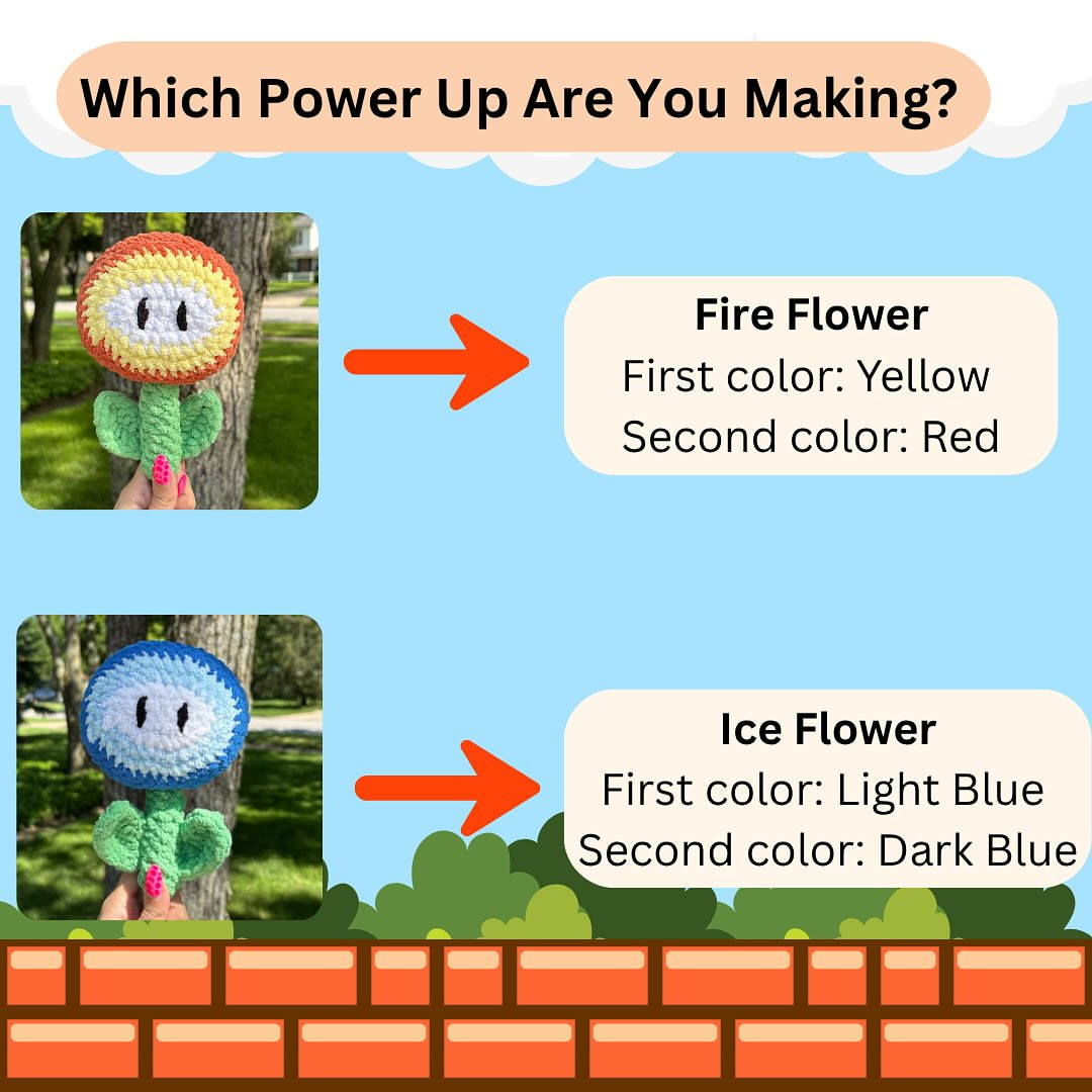 Crochet Pattern: Playful Power Up Flower Design for Craft Lovers