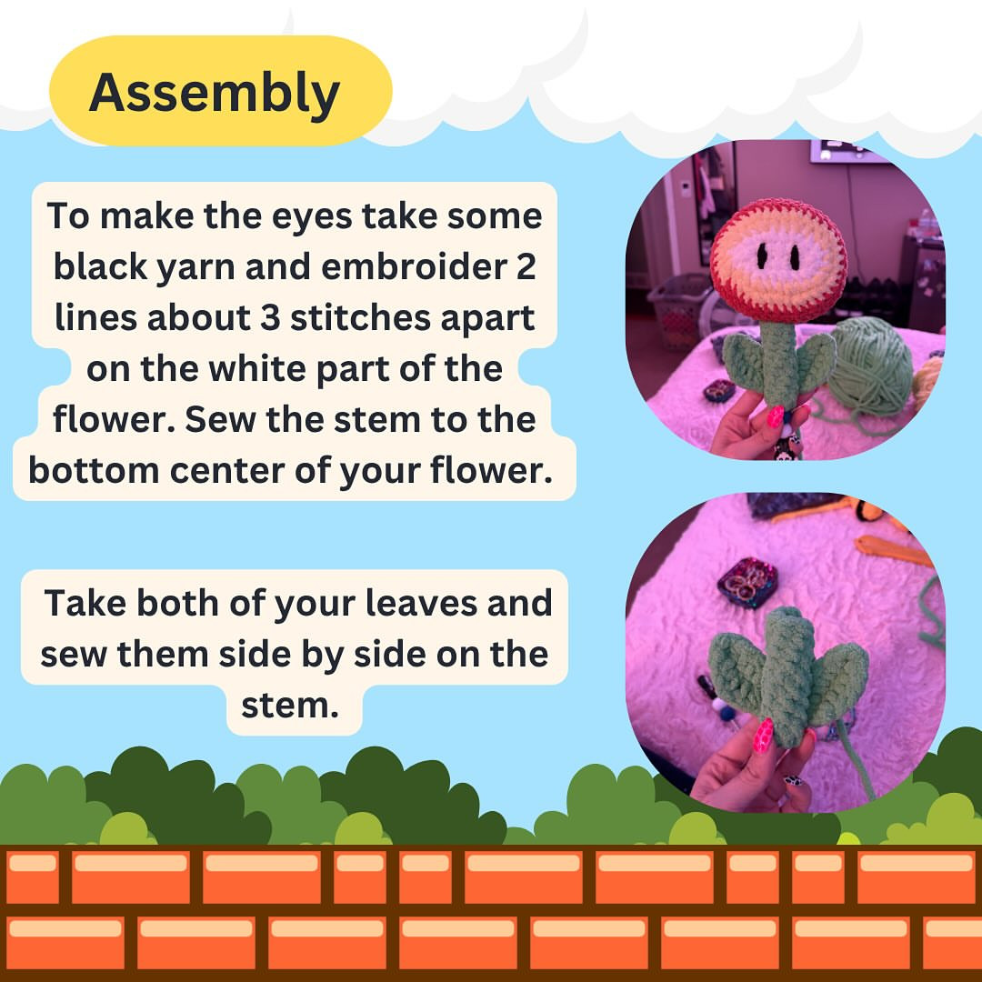 Crochet Pattern: Playful Power Up Flower Design for Craft Lovers