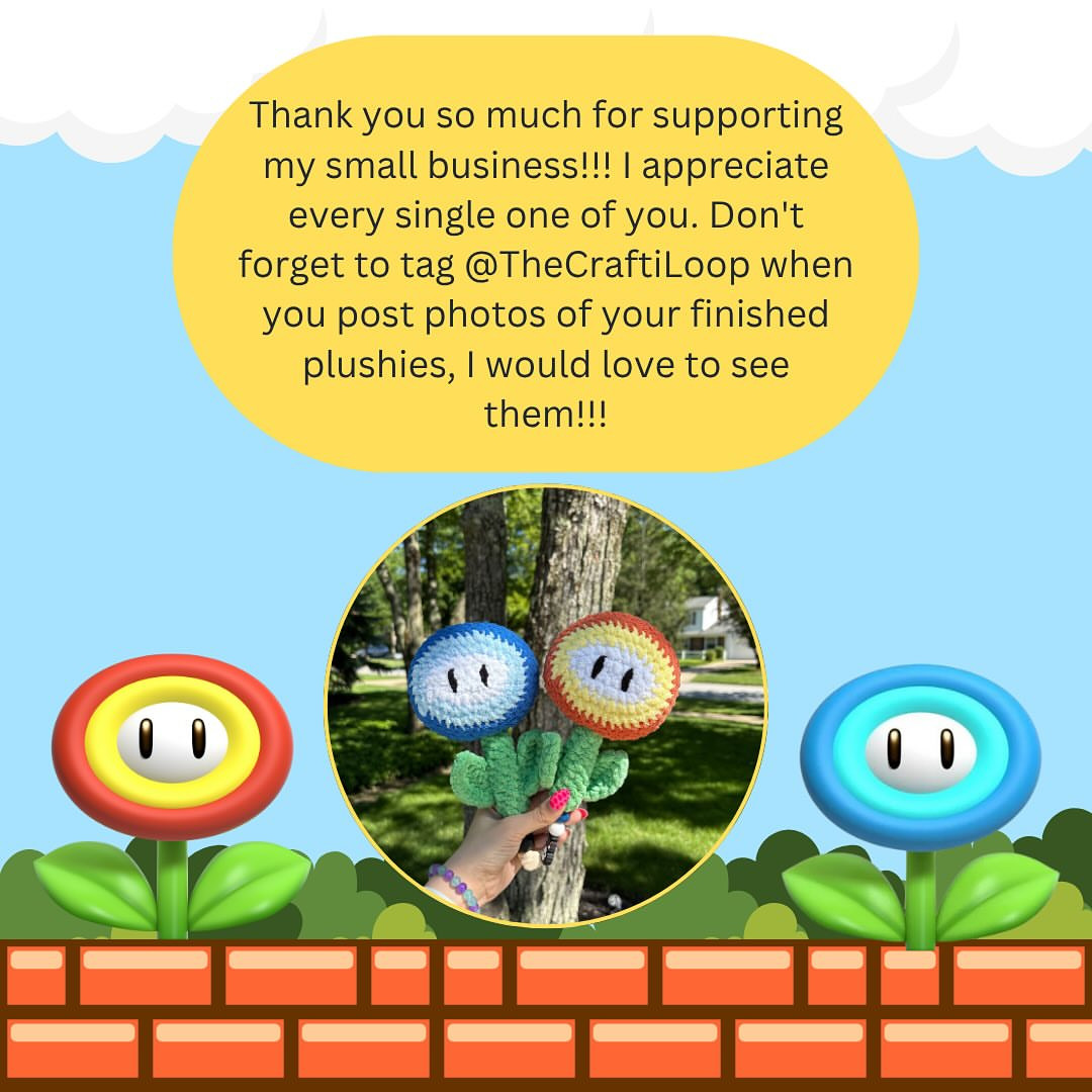 Crochet Pattern: Playful Power Up Flower Design for Craft Lovers