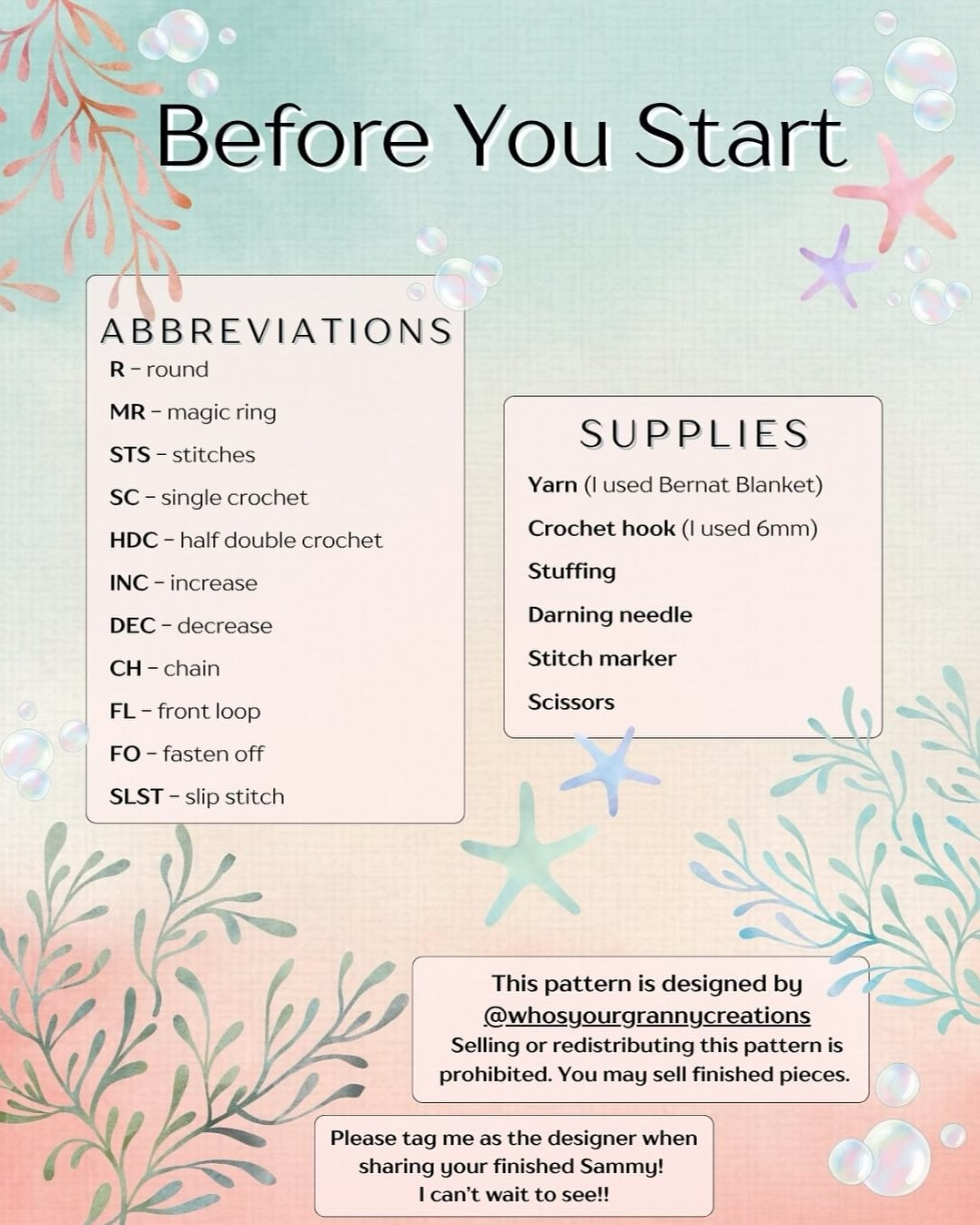 Crochet Pattern: Sammy the Sea Slug in Pastel Colors