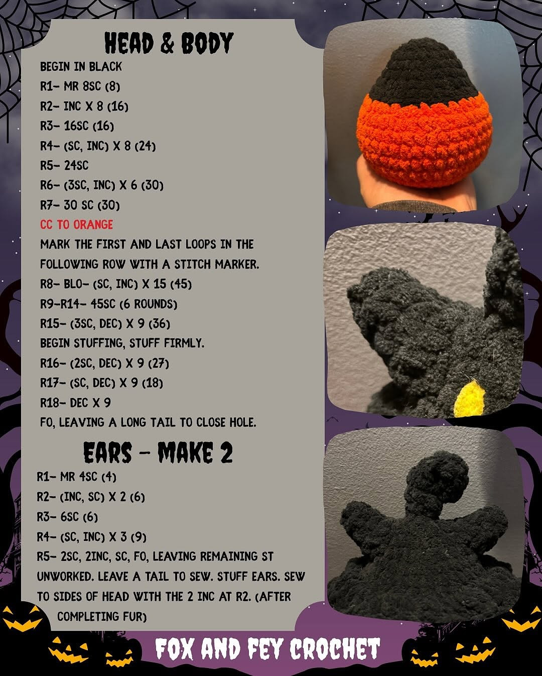 Crochet Pattern: Spooky Bat Pumpkin for Halloween Decor