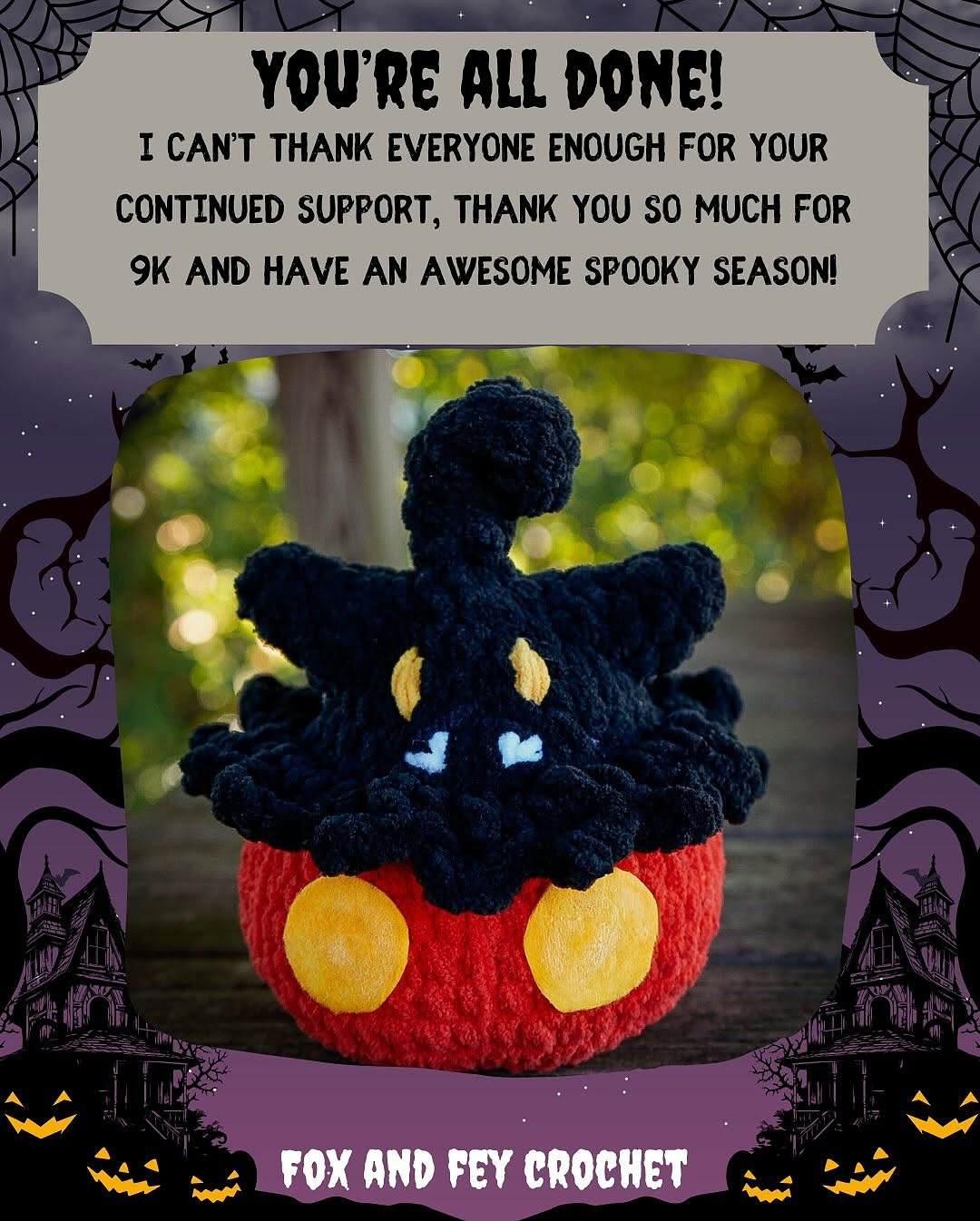 Crochet Pattern: Spooky Bat Pumpkin for Halloween Decor
