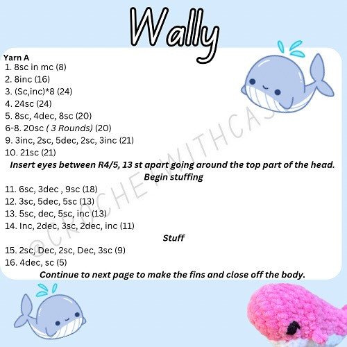 Crochet Pattern: Wally the Whale Amigurumi Toy
