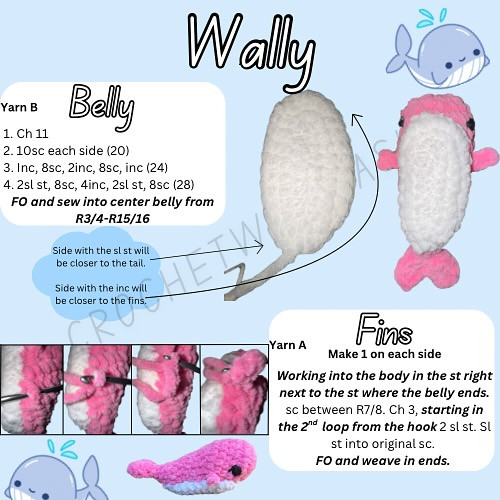 Crochet Pattern: Wally the Whale Amigurumi Toy
