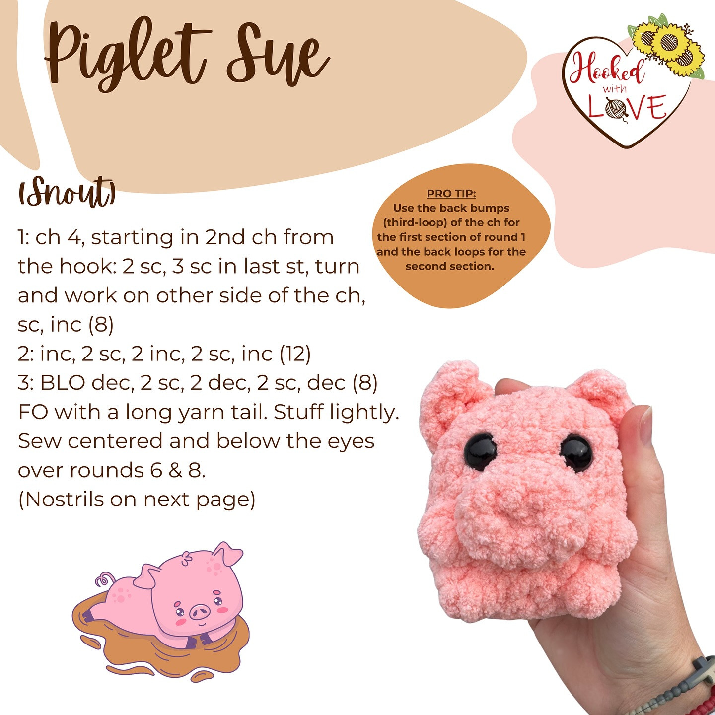 Crochet Piglet Sue Pattern - Adorable Pig Plushies