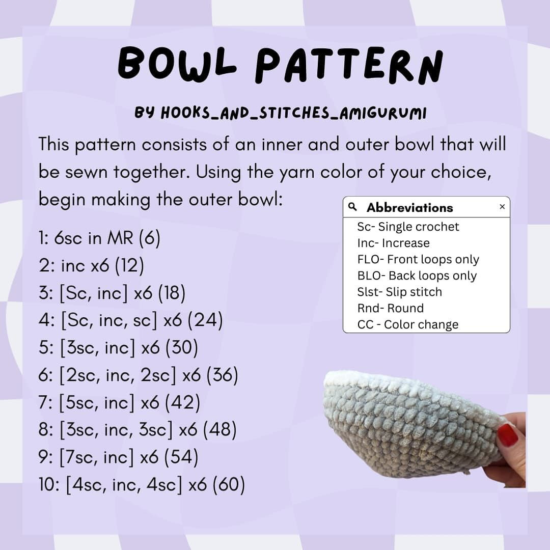 Crochet Rice and Bowl Pattern for Beginners