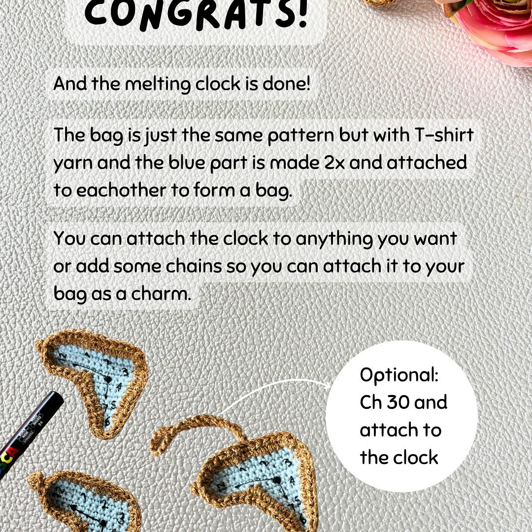 Crochet Surreal Clock Pattern Inspired by Salvador Dali's Melting Clocks