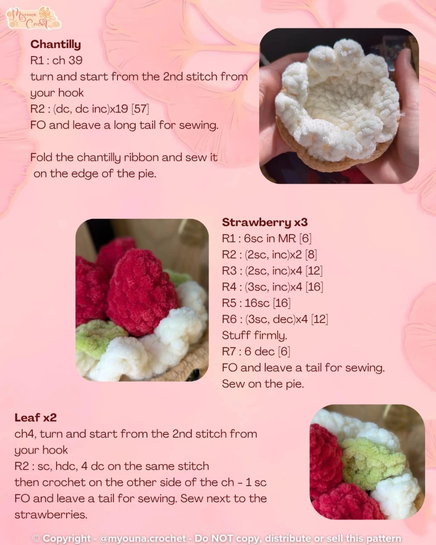 Crochet Sweet Strawberry Pie with Step-by-Step Free Pattern Guide