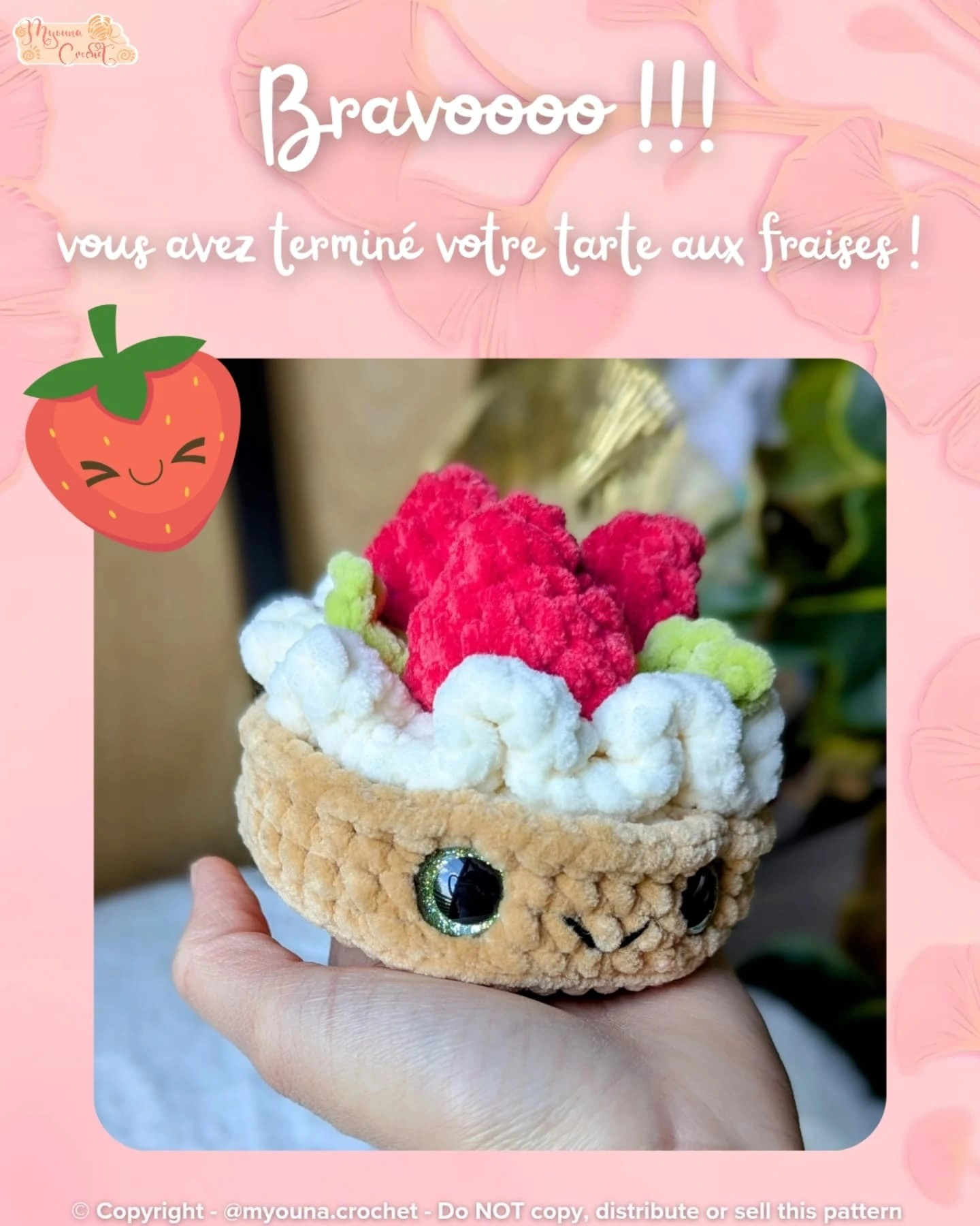 Crochet Sweet Strawberry Pie with Step-by-Step Free Pattern Guide