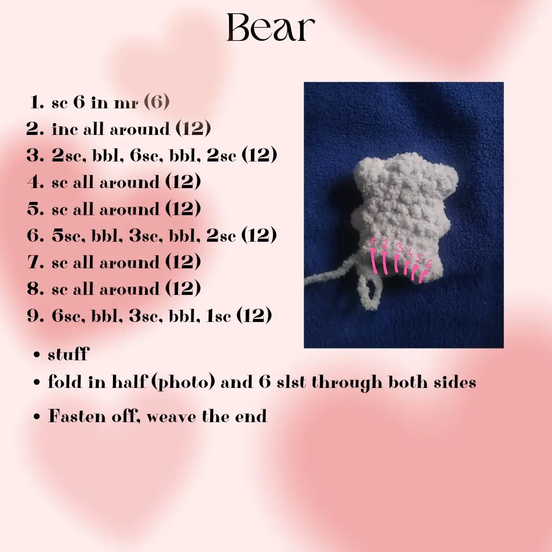 Crochet Teddy Bears with Heart Pattern for Beginners