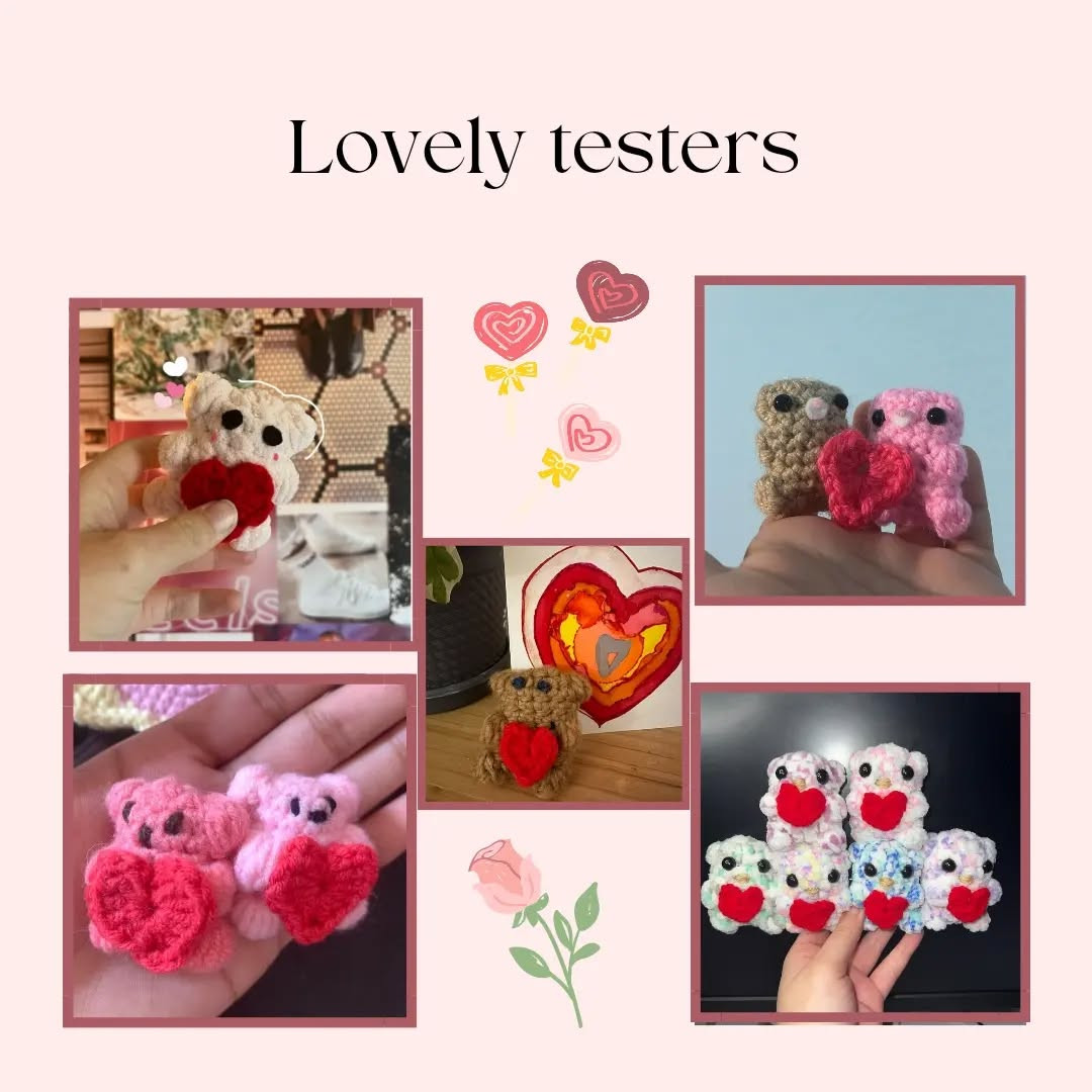 Crochet Teddy Bears with Heart Pattern for Beginners