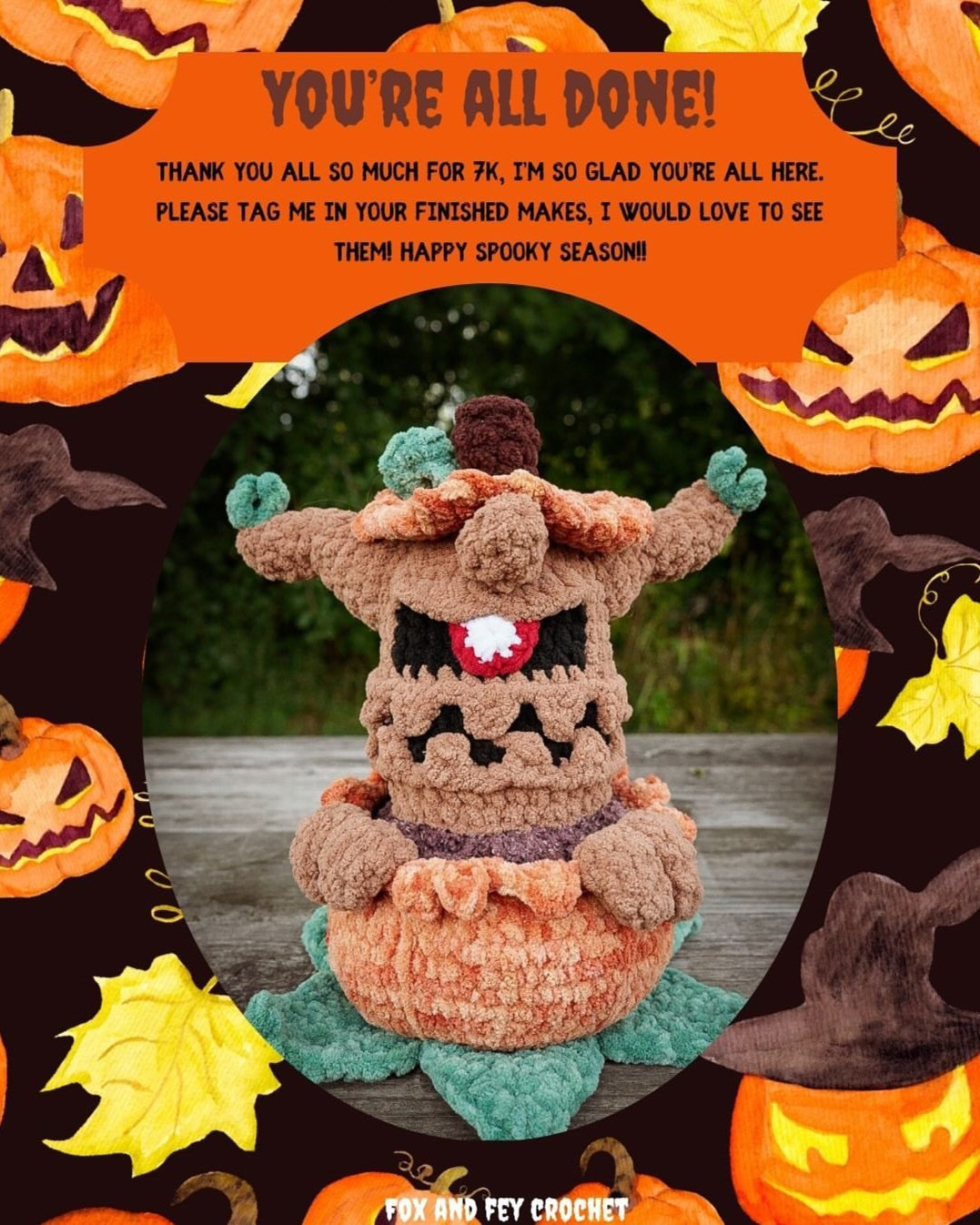 Crochet This Spooky Pumpkin Tree for Halloween Fun!