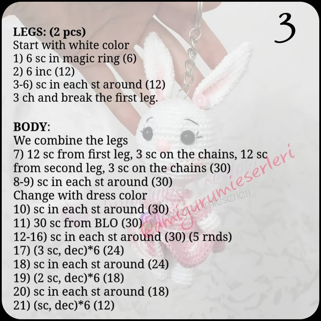 Crochet Tiny Bunny Keychain with Free Pattern Available