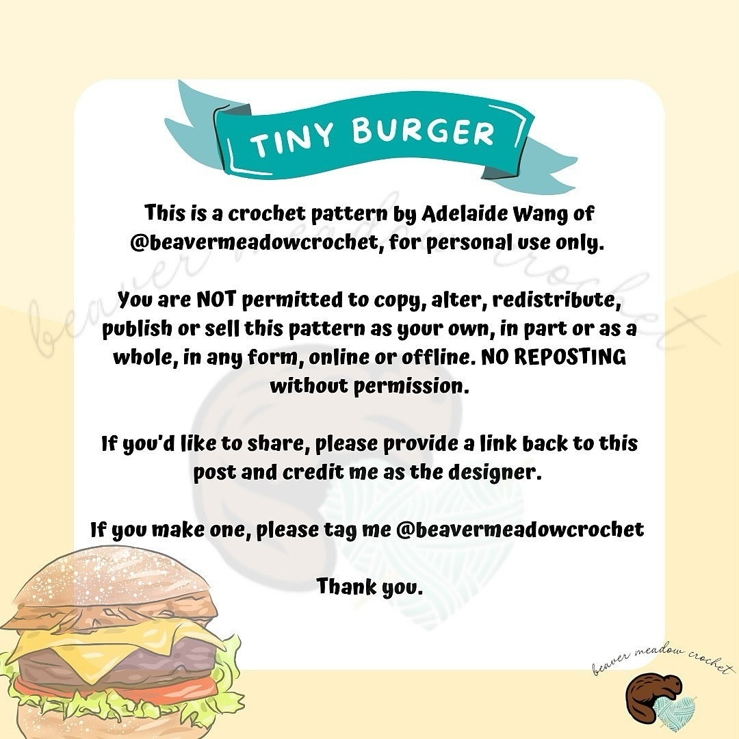 Crochet Tiny Burger Pattern - Free Amigurumi Design