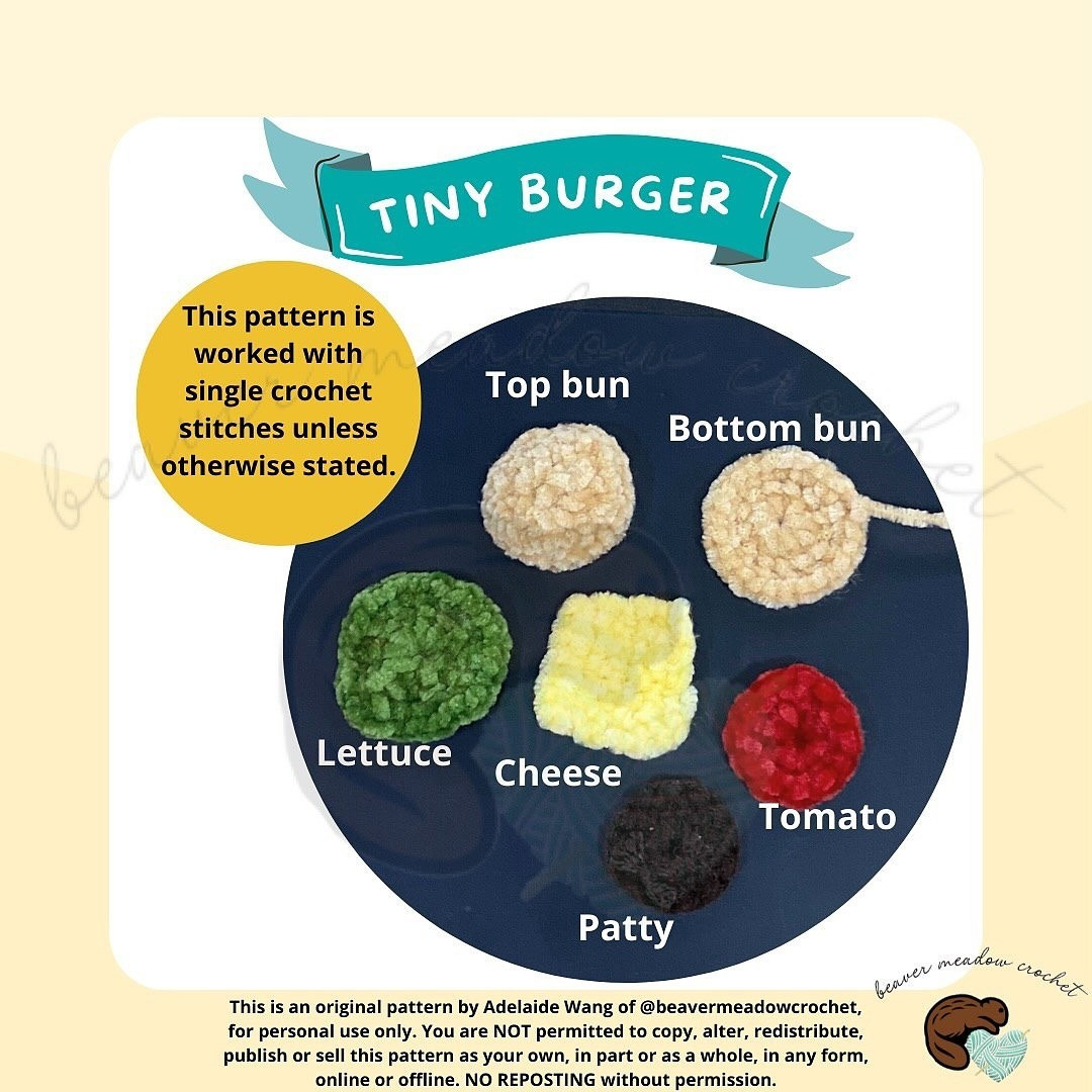 Crochet Tiny Burger Pattern - Free Amigurumi Design