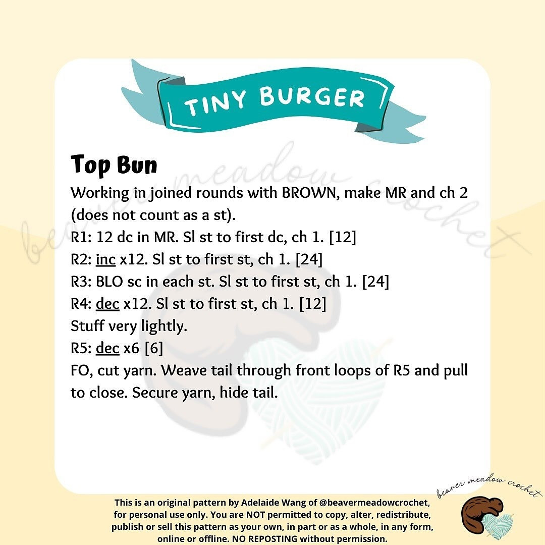 Crochet Tiny Burger Pattern - Free Amigurumi Design