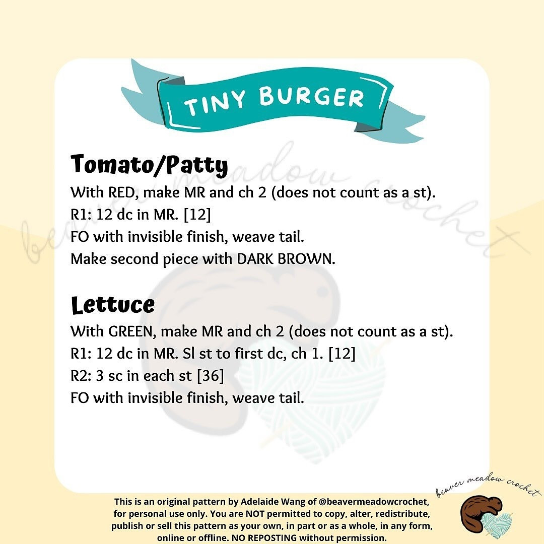 Crochet Tiny Burger Pattern - Free Amigurumi Design