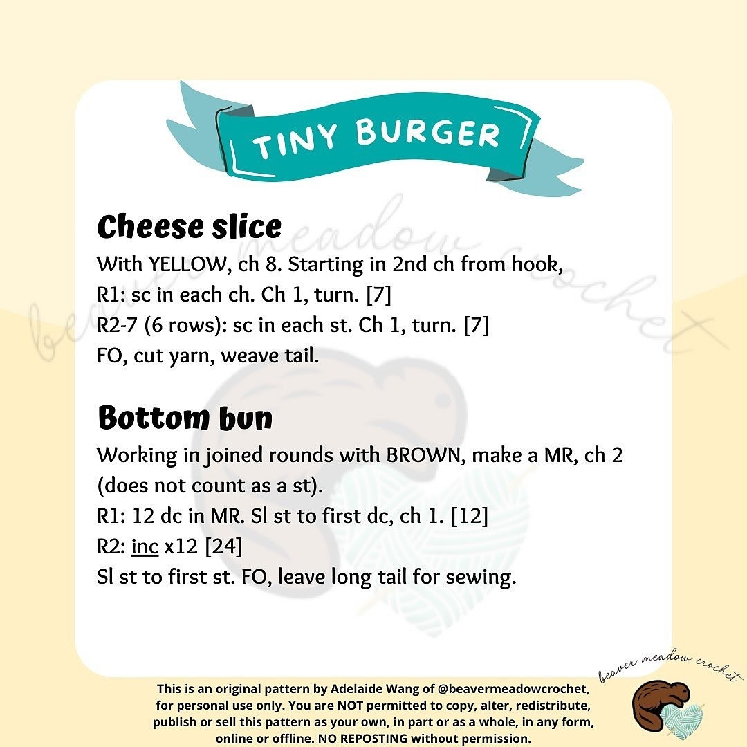 Crochet Tiny Burger Pattern - Free Amigurumi Design