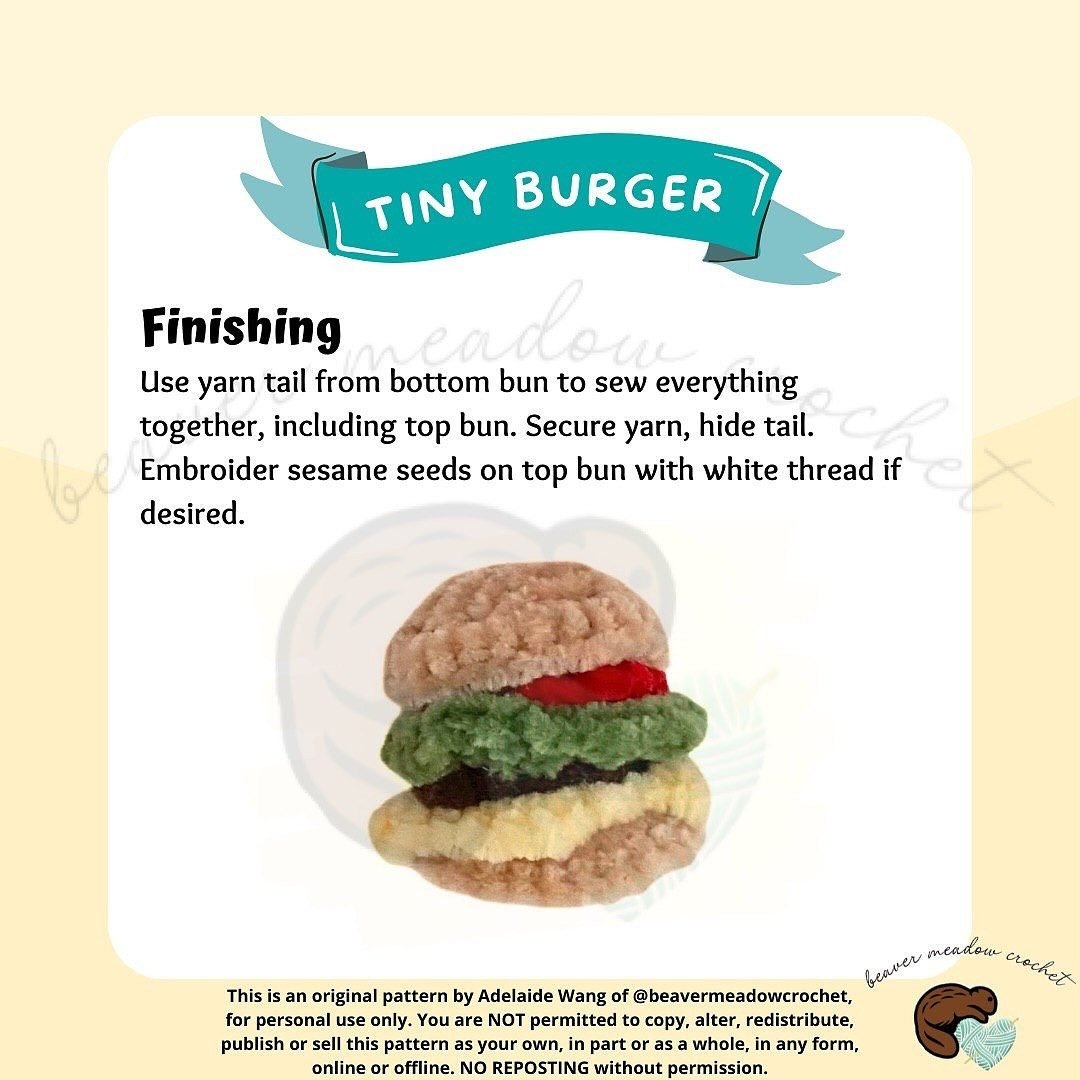 Crochet Tiny Burger Pattern - Free Amigurumi Design