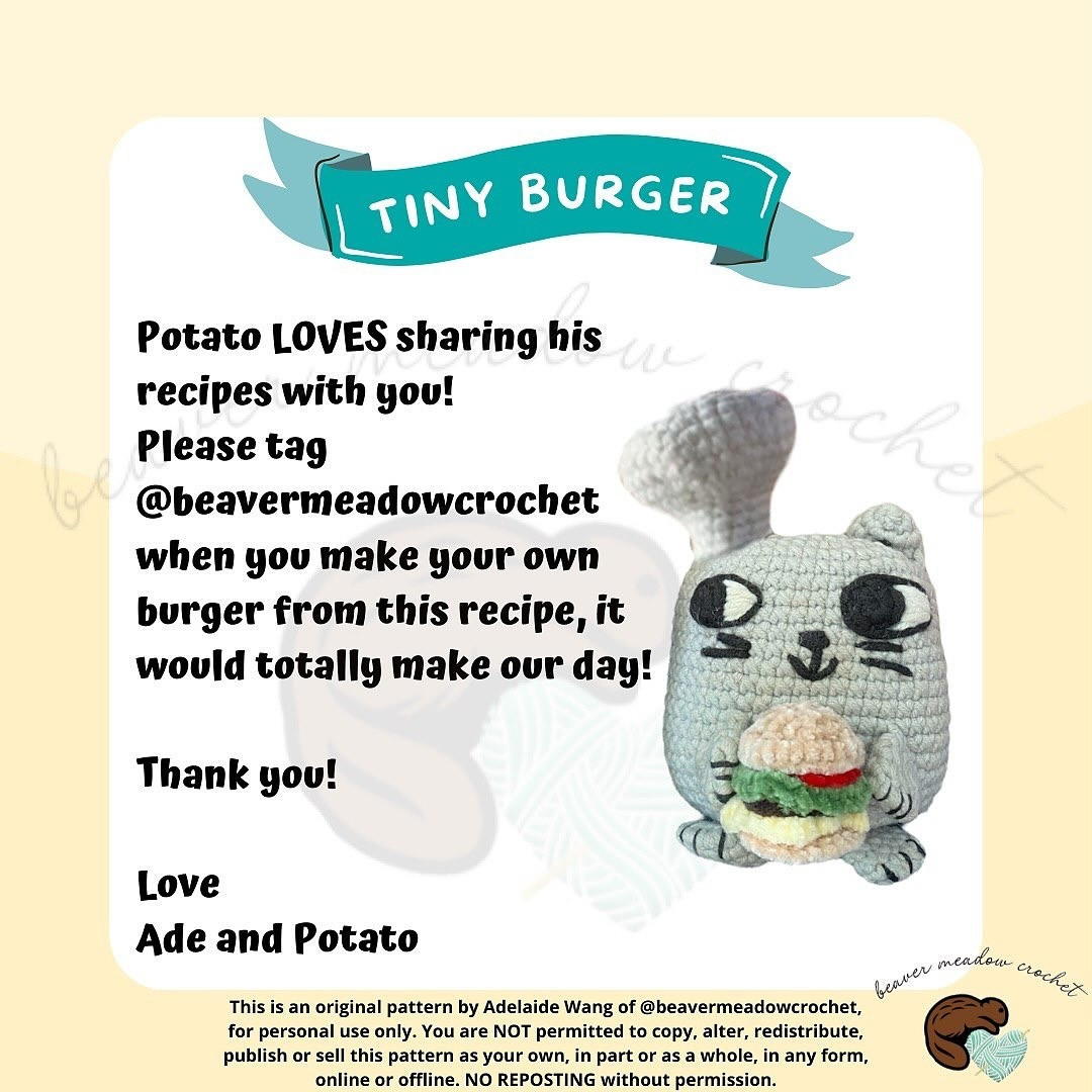 Crochet Tiny Burger Pattern - Free Amigurumi Design