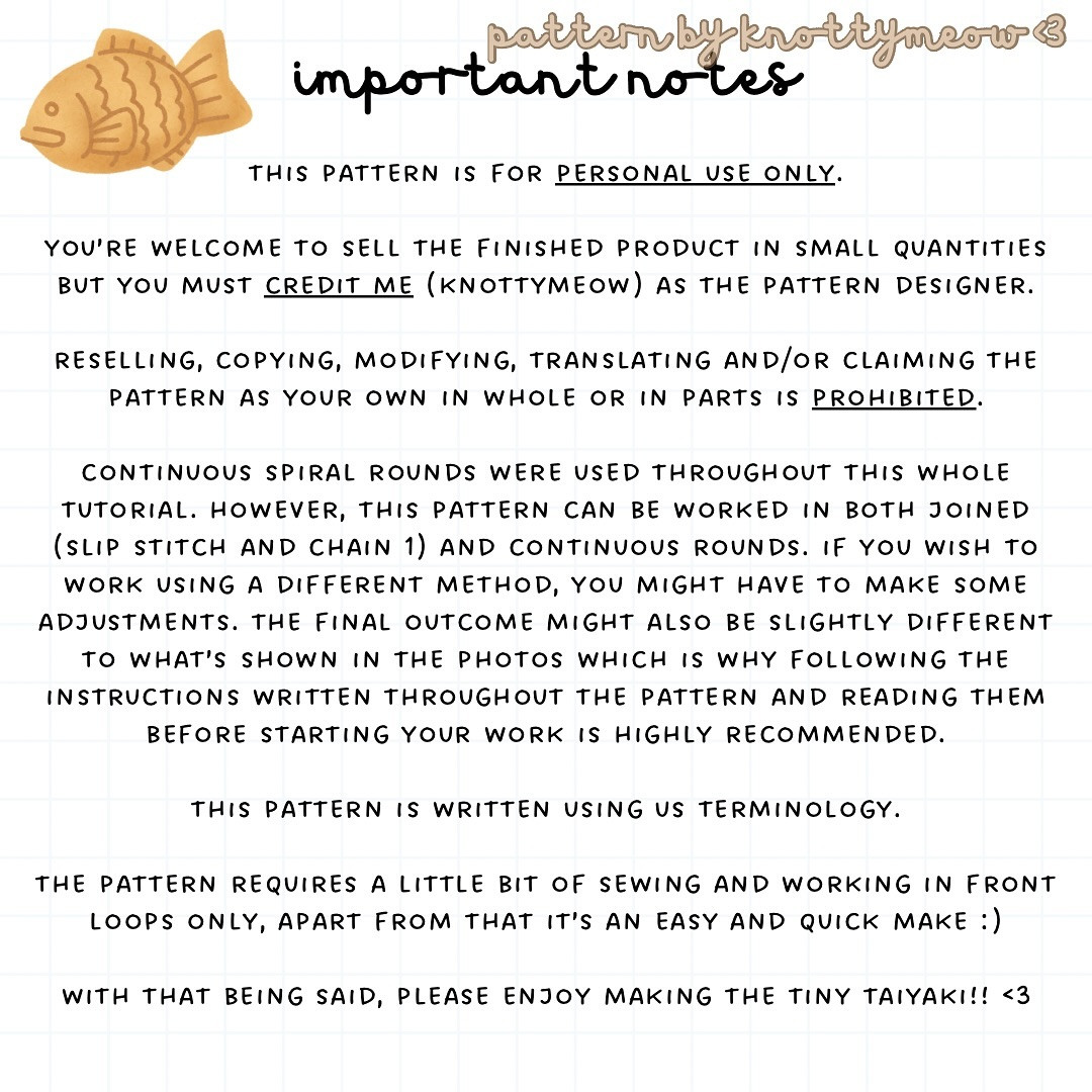 Crochet Tiny Taiyaki Pattern by knottymeow - Free and Easy Tutorial