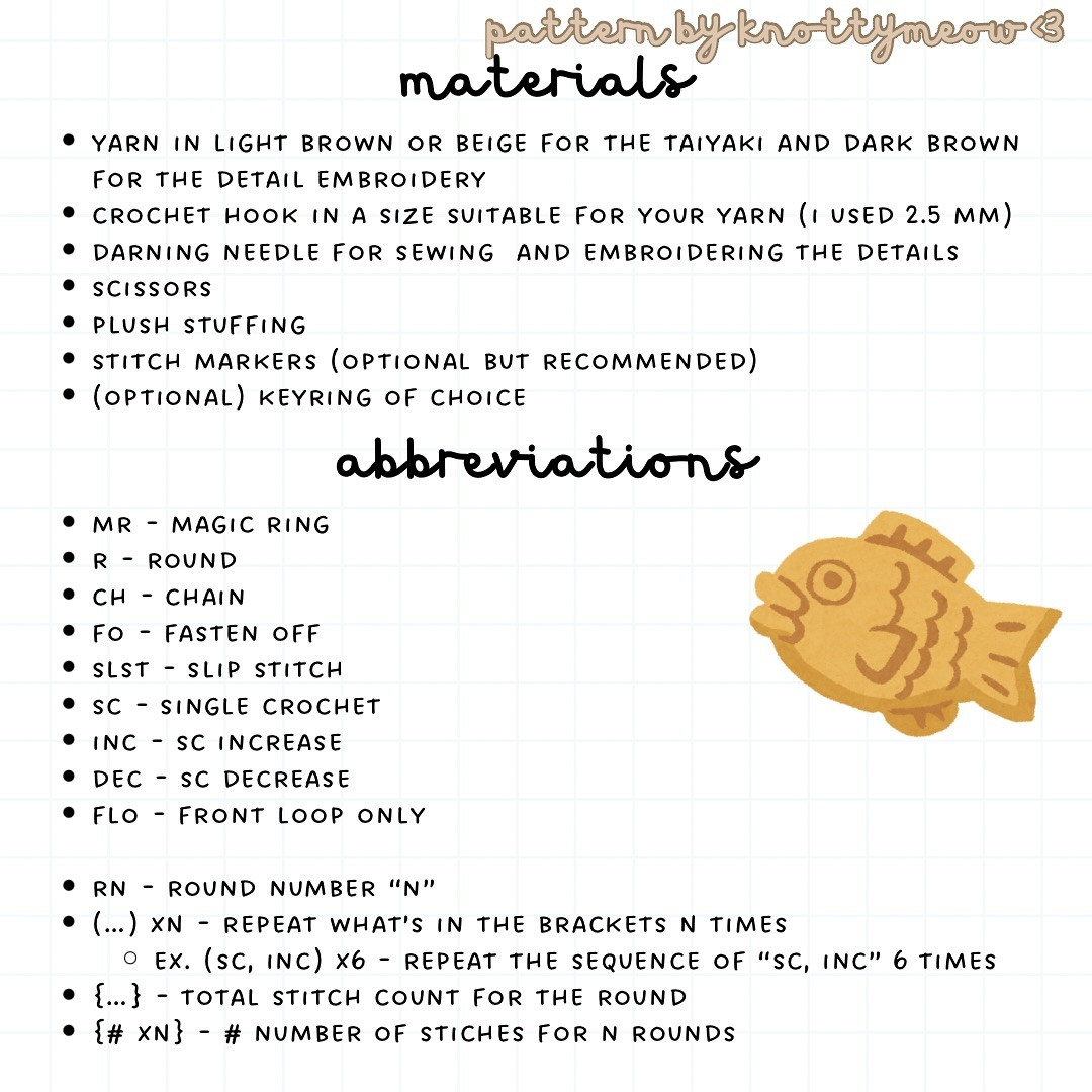 Crochet Tiny Taiyaki Pattern by knottymeow - Free and Easy Tutorial