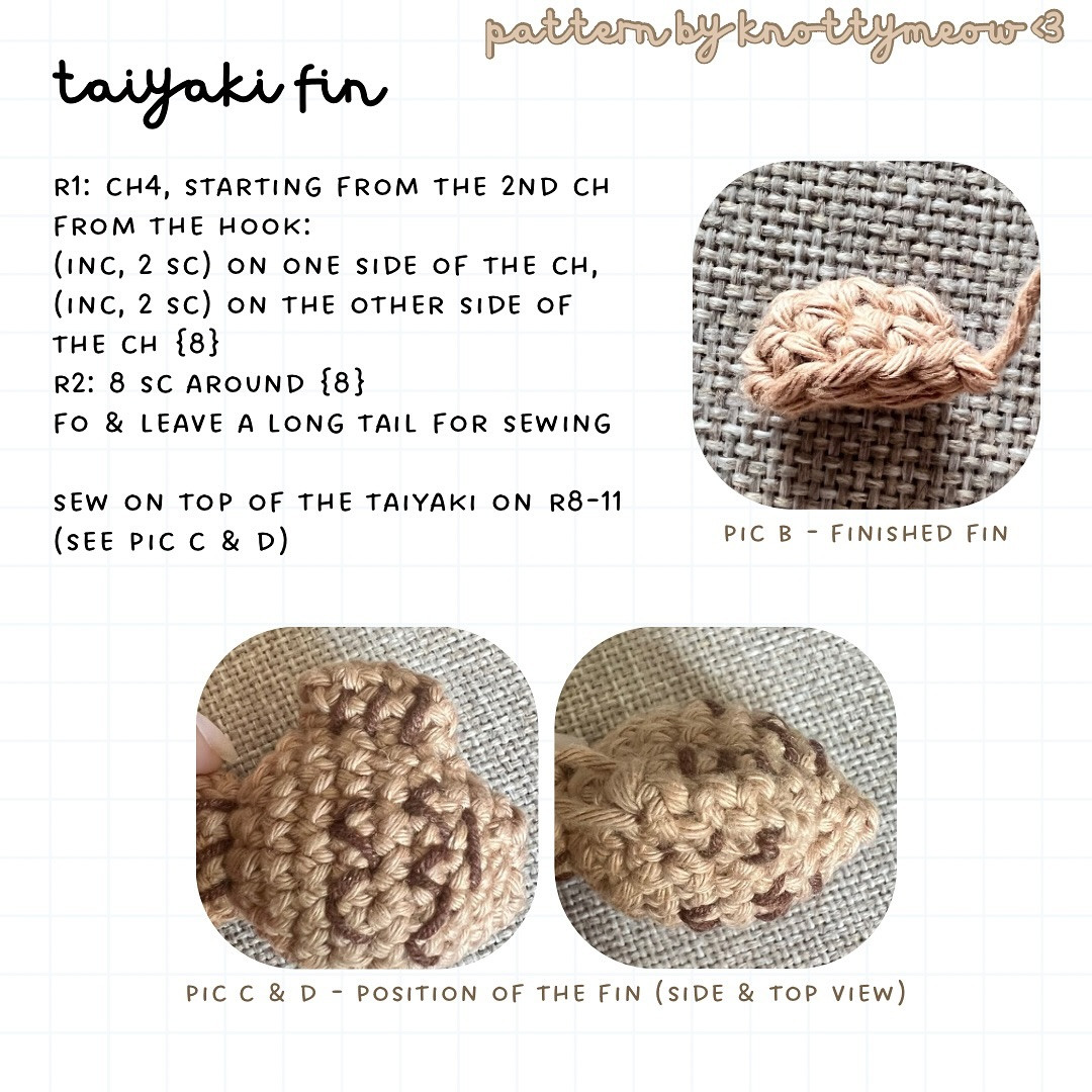 Crochet Tiny Taiyaki Pattern by knottymeow - Free and Easy Tutorial