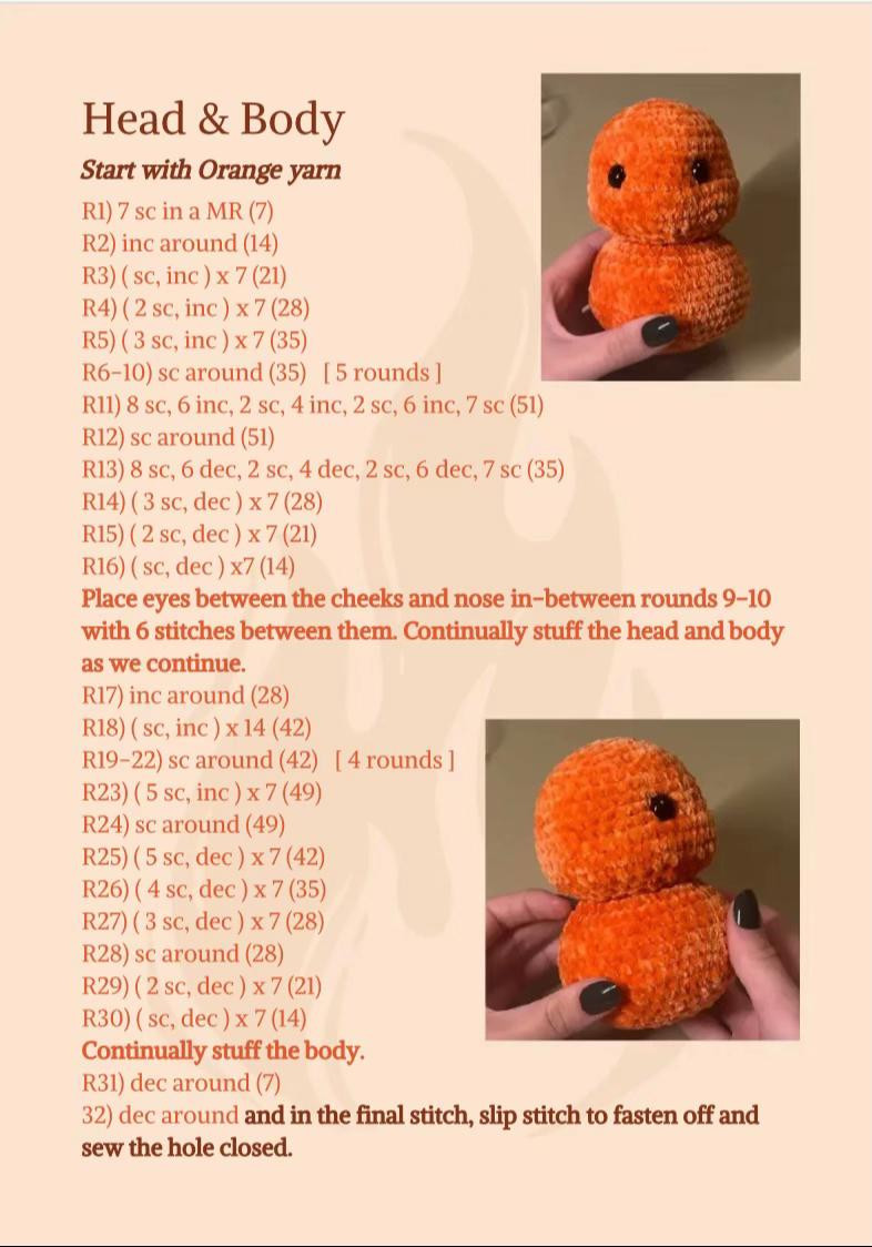 Crochet Your Own Adorable Charmander with This Free Pattern