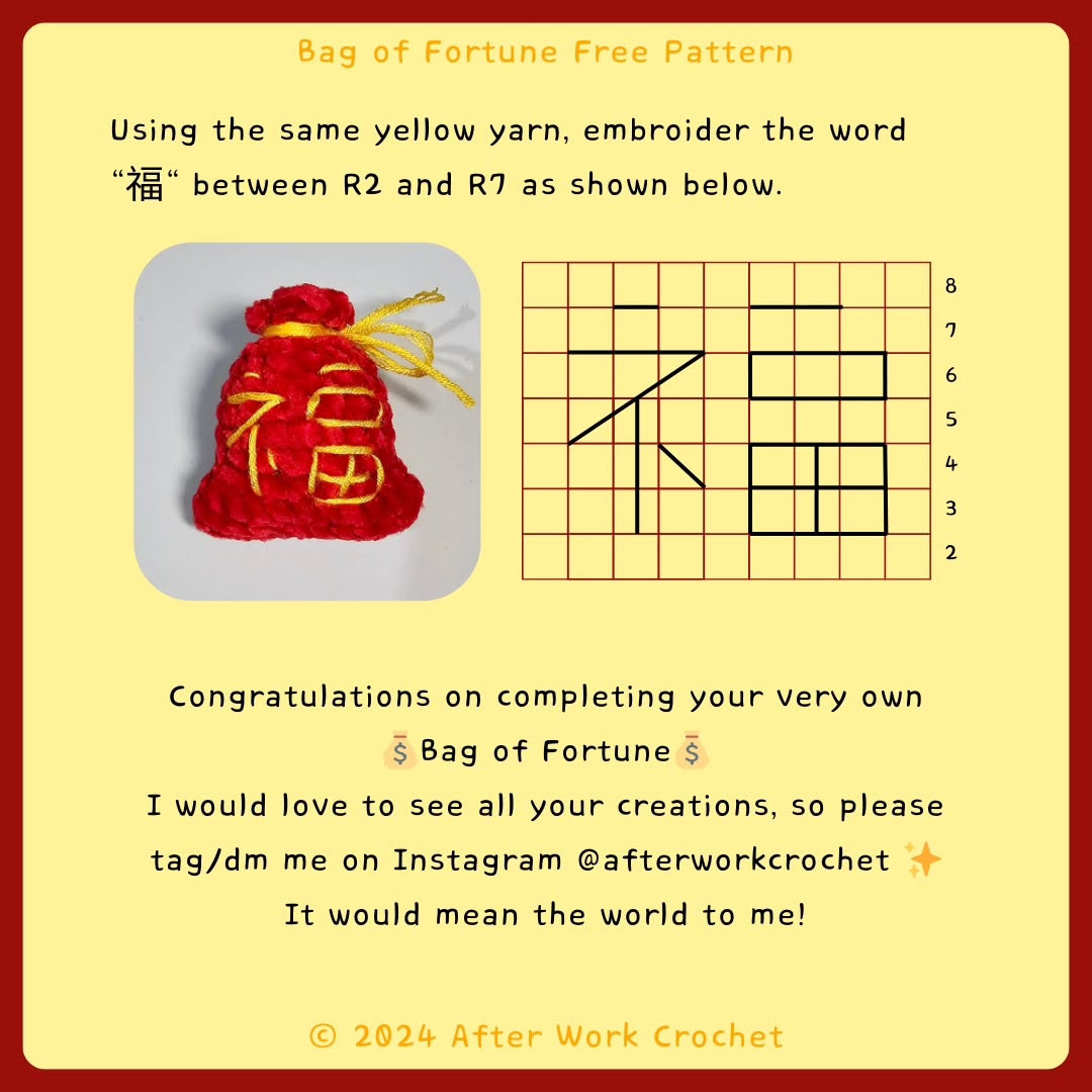 Crochet Your Own Lucky Fortune Bag Keychain Pattern