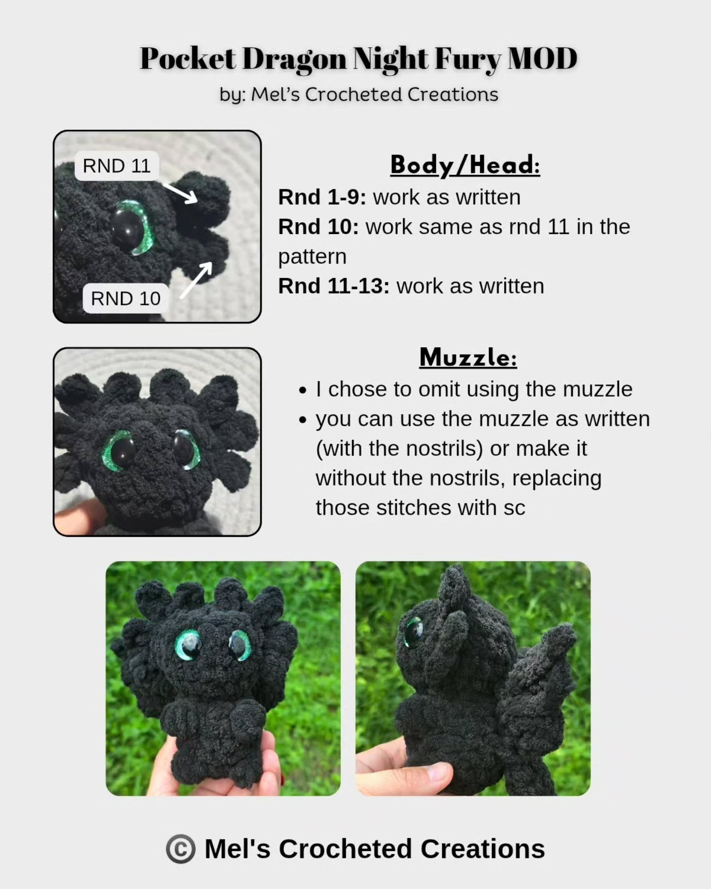 Crochet Your Own Pocket Dragon: Night Fury MOD Pattern