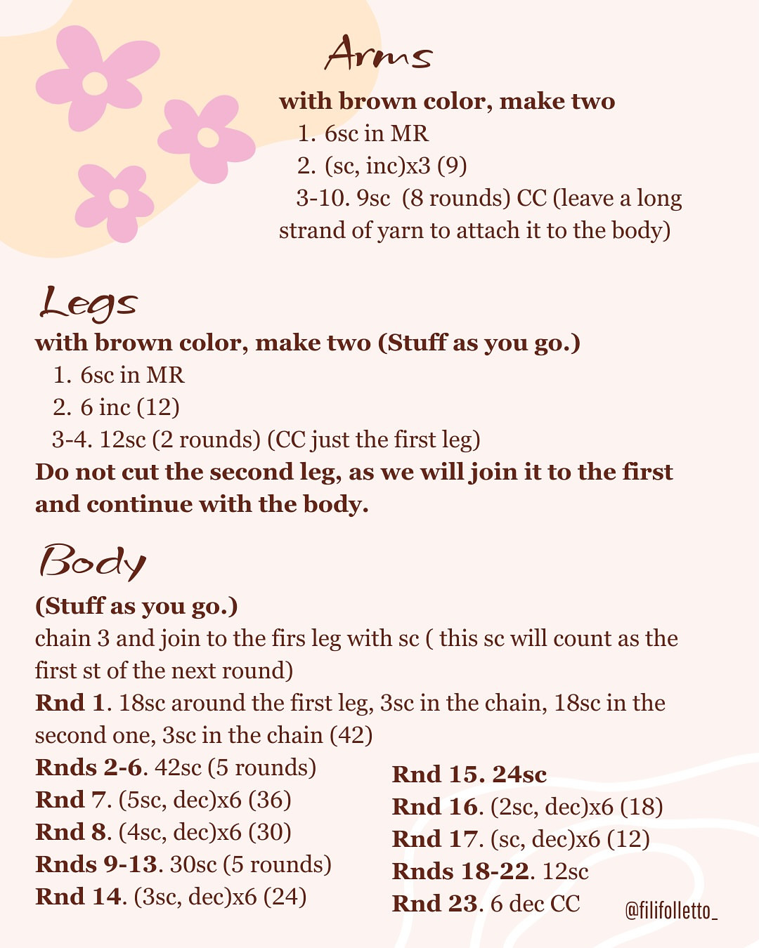 Cute Amigurumi Bear with Flower Free Crochet Pattern