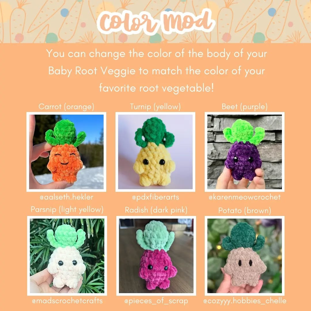 Cute Baby Root Veggies Crochet Pattern for Beginners