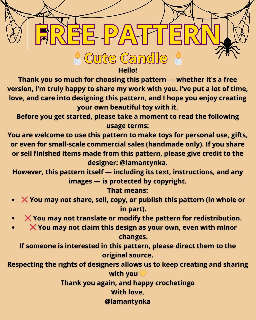 Cute Candle Amigurumi Free Crochet Pattern for Halloween