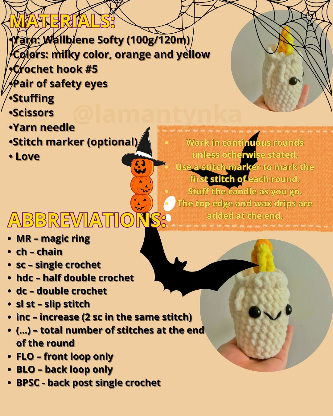 Cute Candle Amigurumi Free Crochet Pattern for Halloween