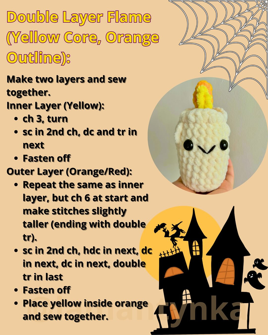 Cute Candle Amigurumi Free Crochet Pattern for Halloween