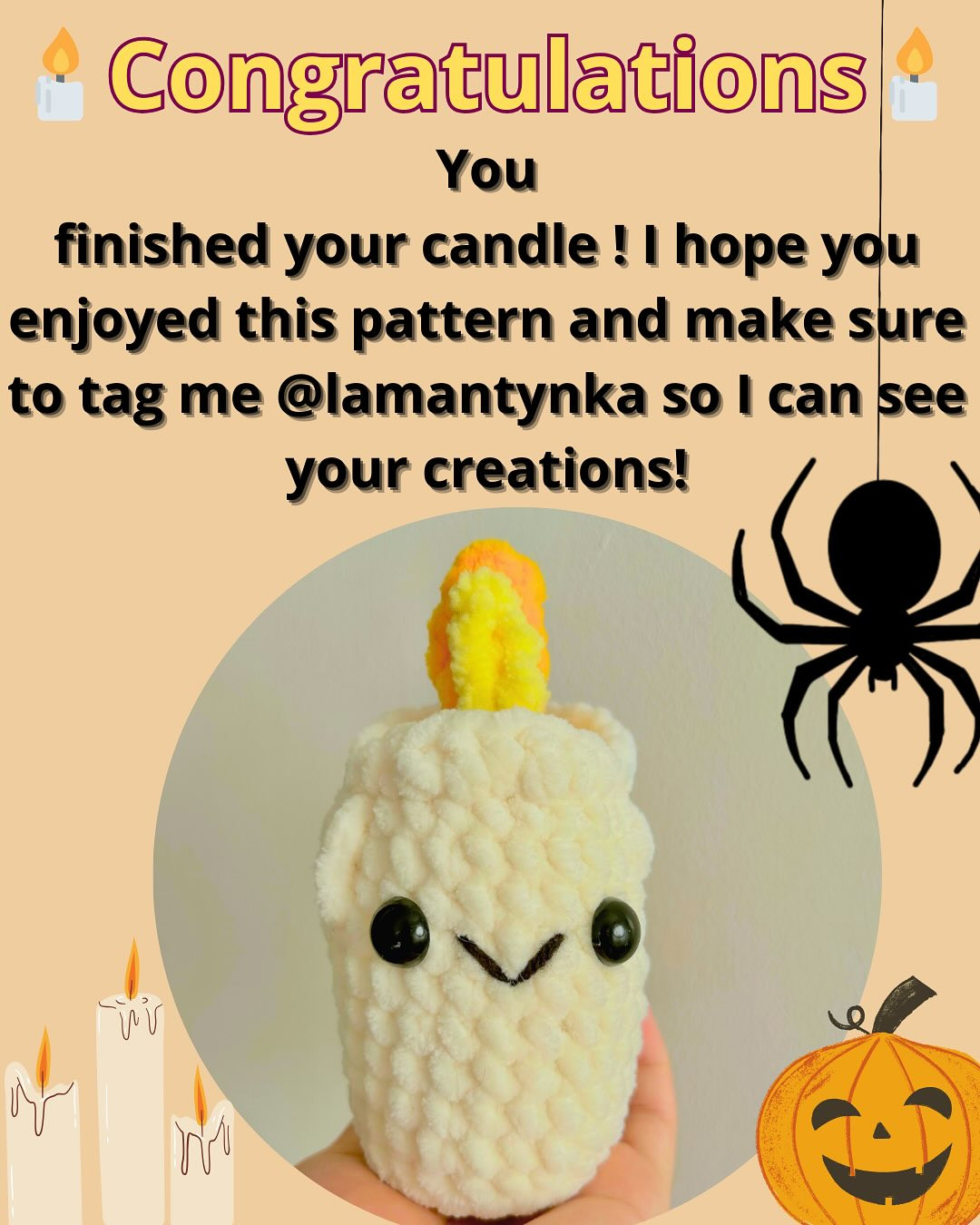 Cute Candle Amigurumi Free Crochet Pattern for Halloween